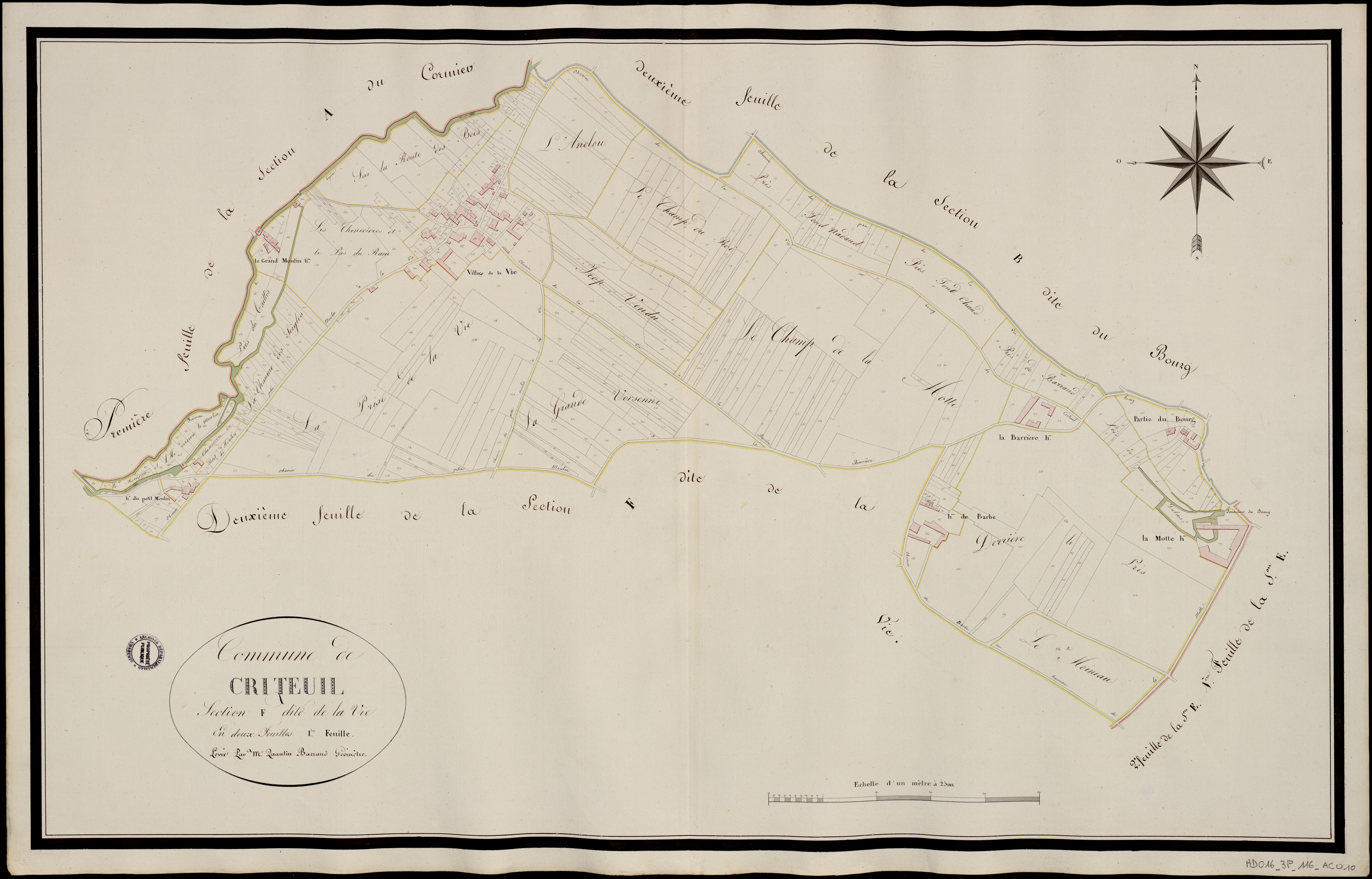 Criteuil-la-Magdeleine - 3 P 116/AC10 - Section F dite de la Vie  | 1818