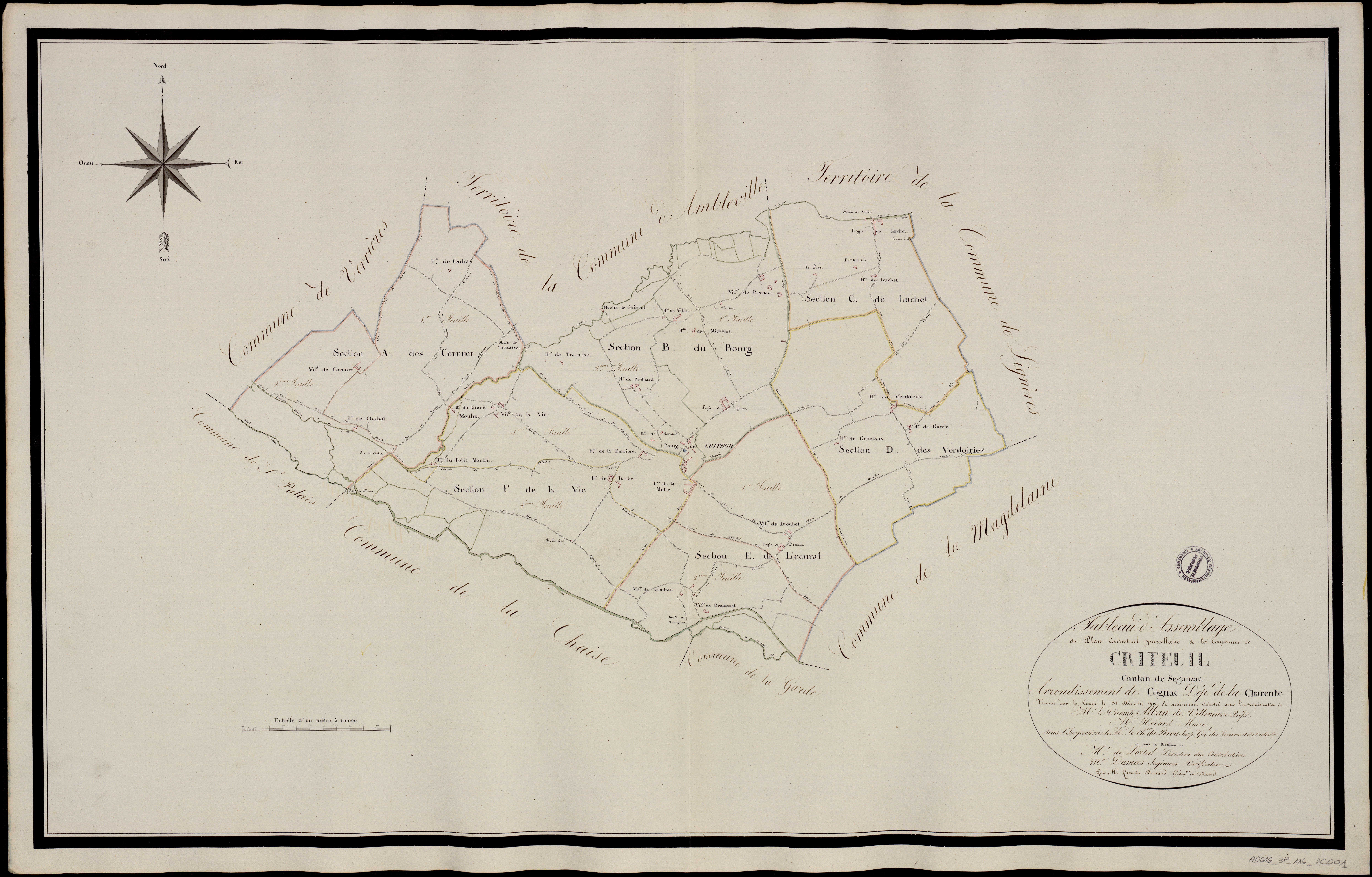 Criteuil-la-Magdeleine - 3 P 116/AC1 - Tableau d'assemblage  | 1818