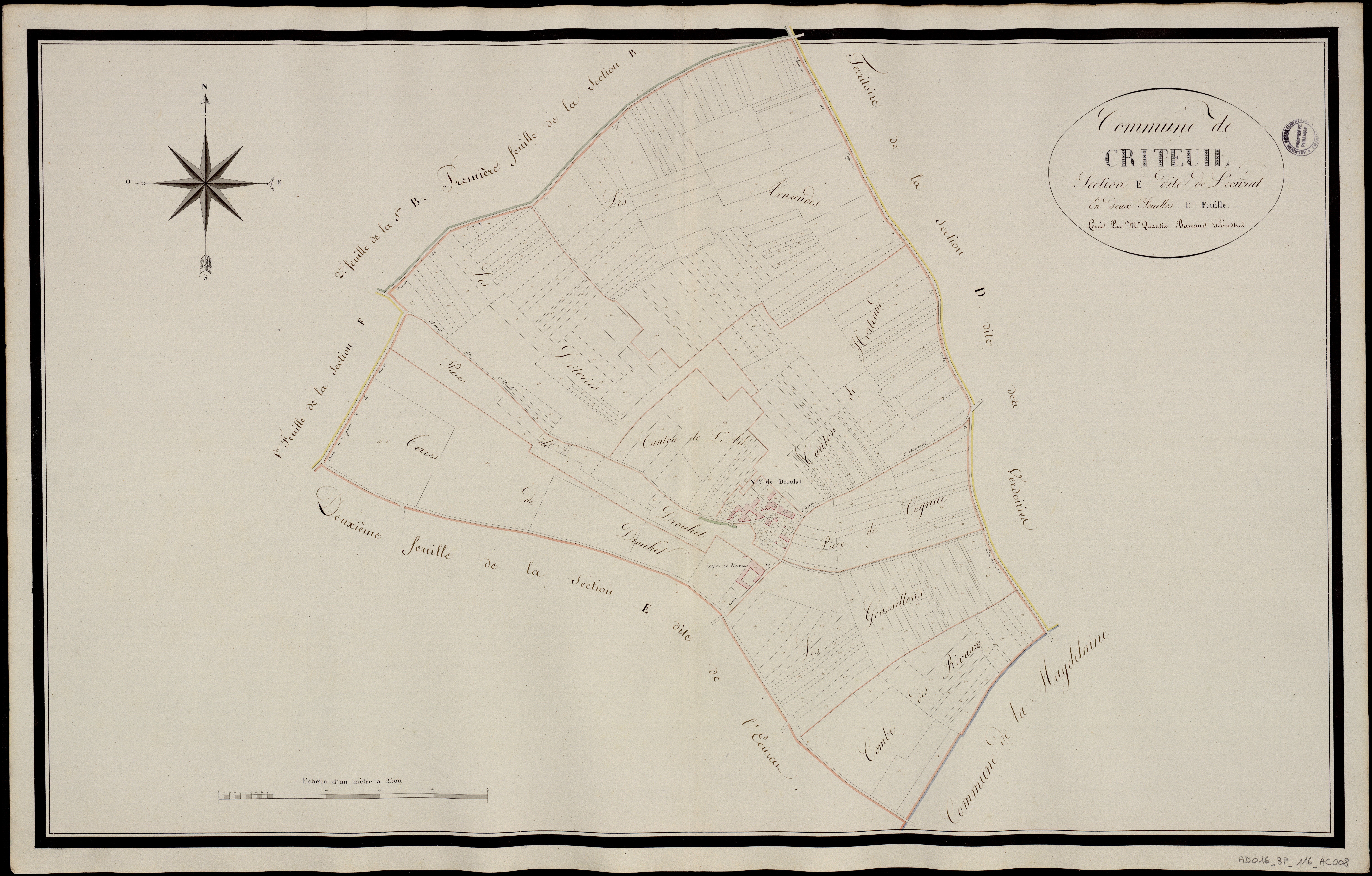Criteuil-la-Magdeleine - 3 P 116/AC8 - Section E dite de l'Ecurat  | 1818