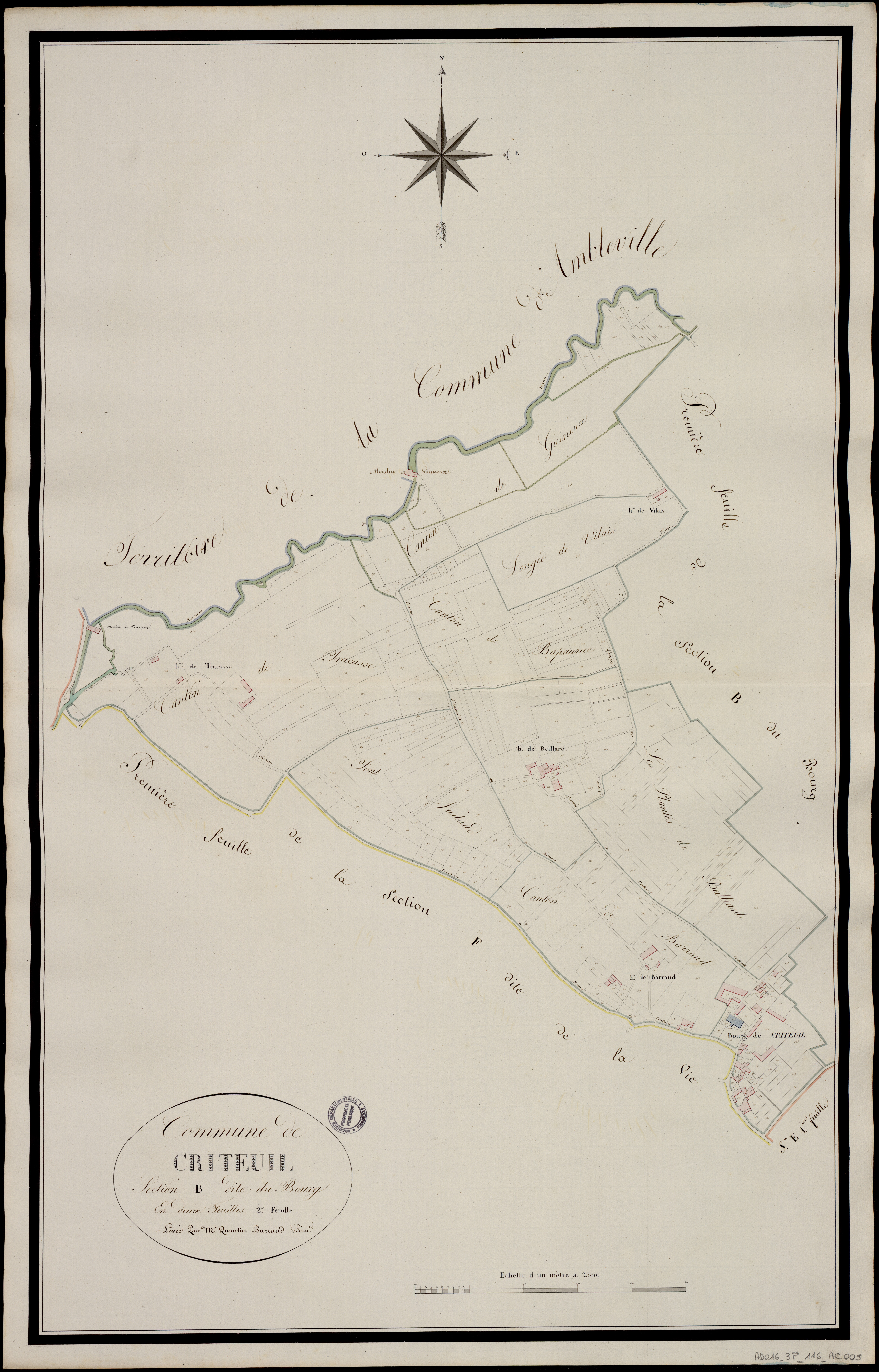 Criteuil-la-Magdeleine - 3 P 116/AC5 - Section B dite du Bourg  | 1818