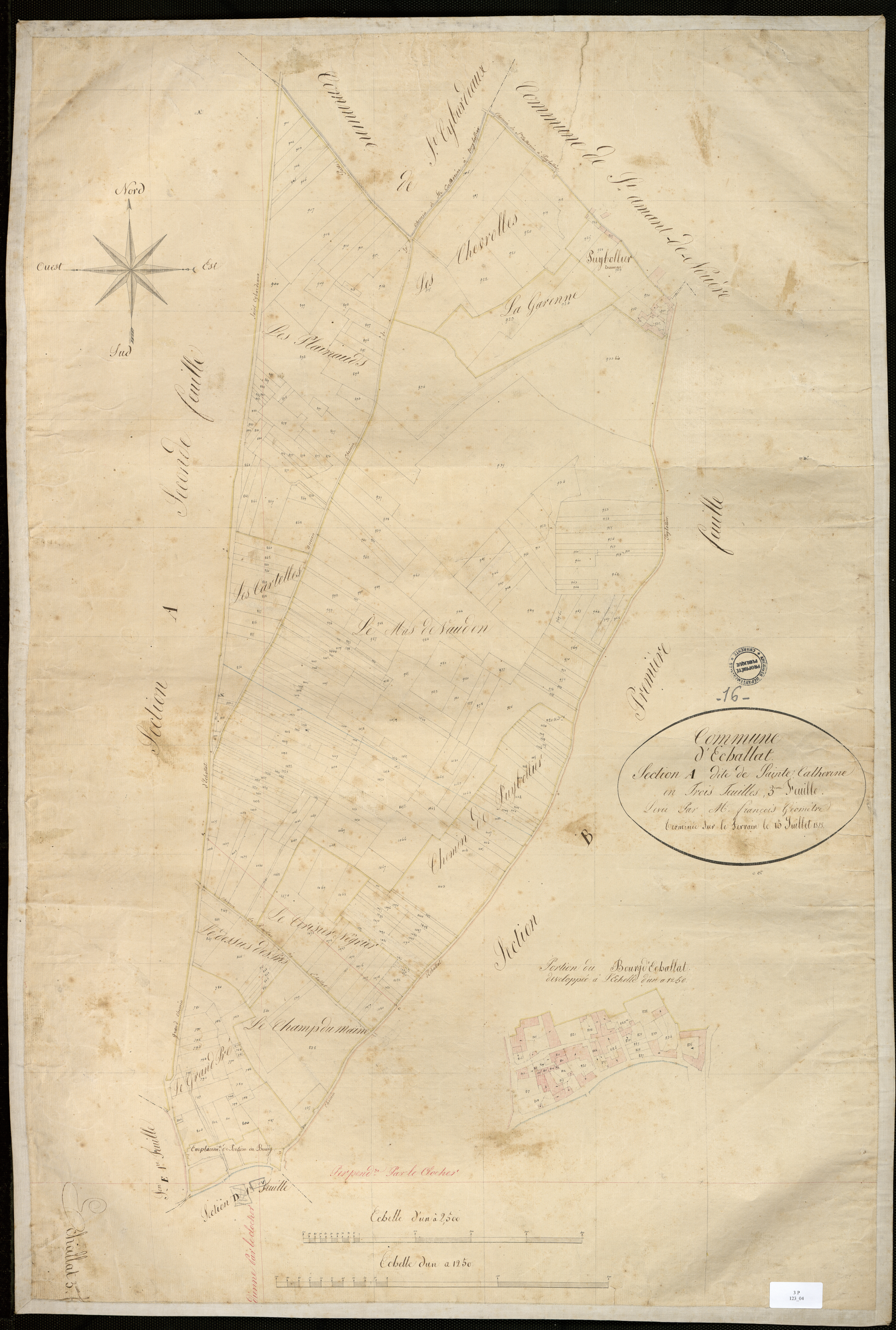 Échallat - 3 P 123/4 - Section A dite de Sainte-Catherine. Feuille 3.  | 1828