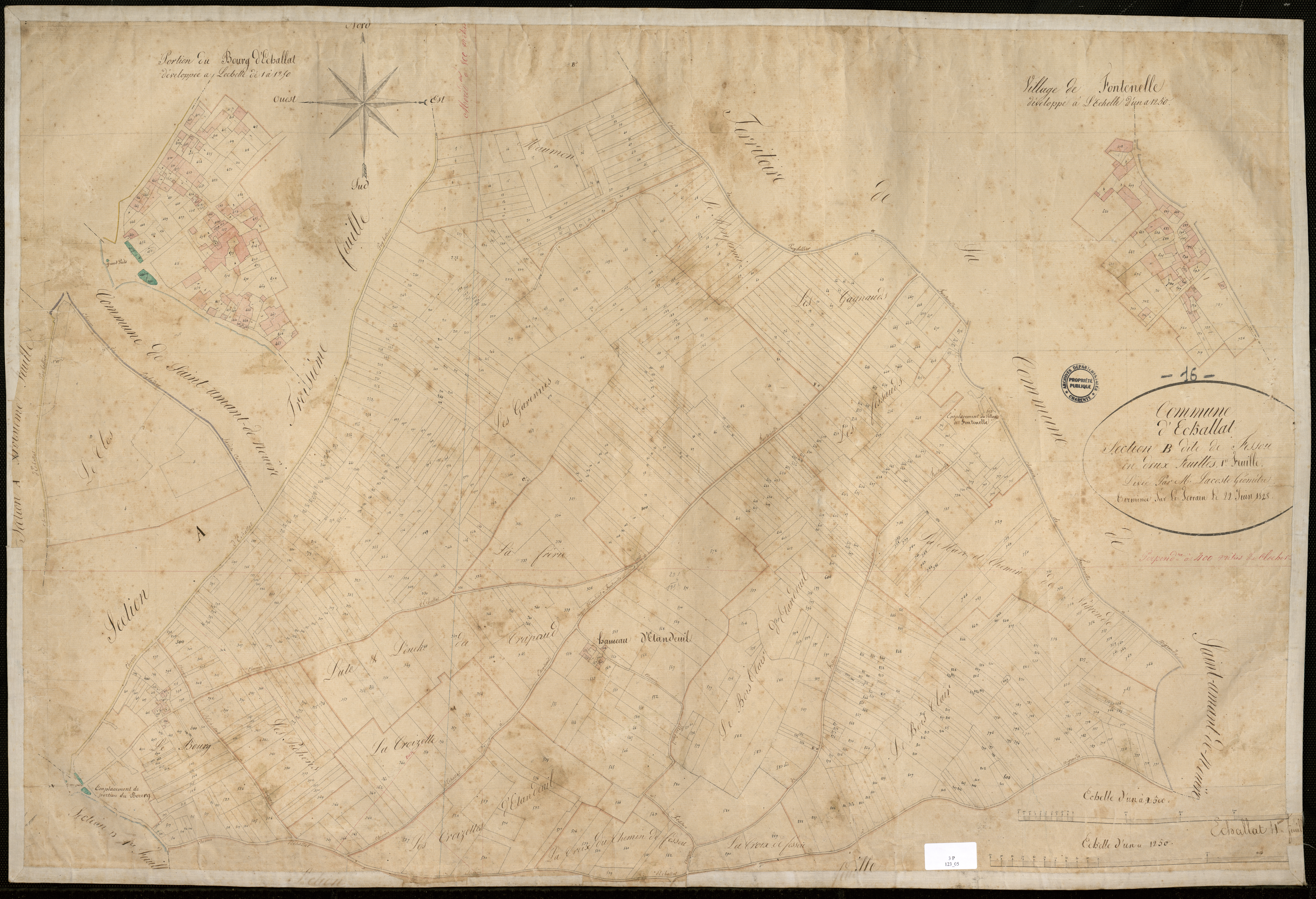 Échallat - 3 P 123/5 - Section B dite de Fessou. Feuille 1.  | 1828