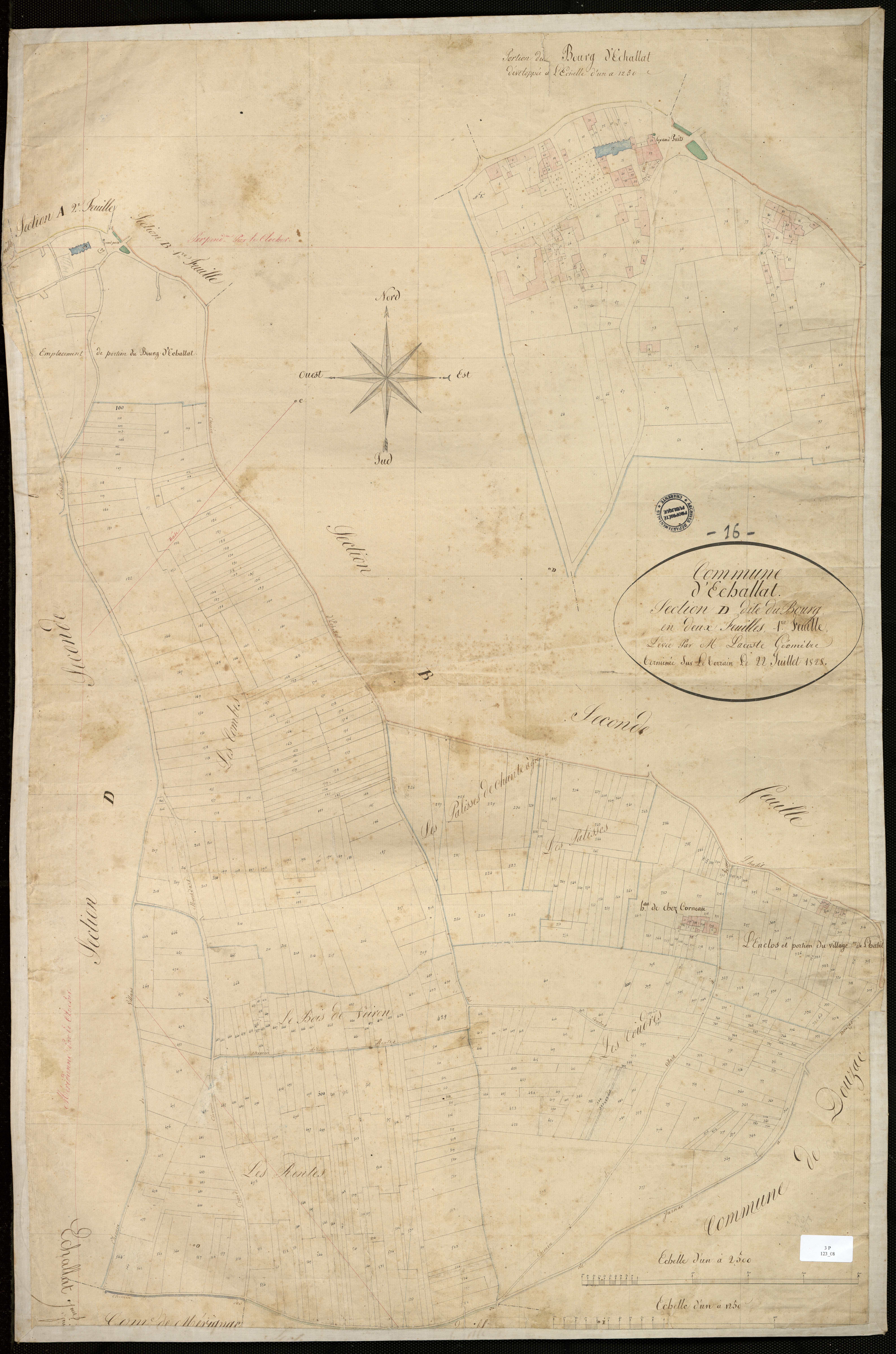 Échallat - 3 P 123/8 - Section D dite du Bourg. Feuille 1.  | 1828