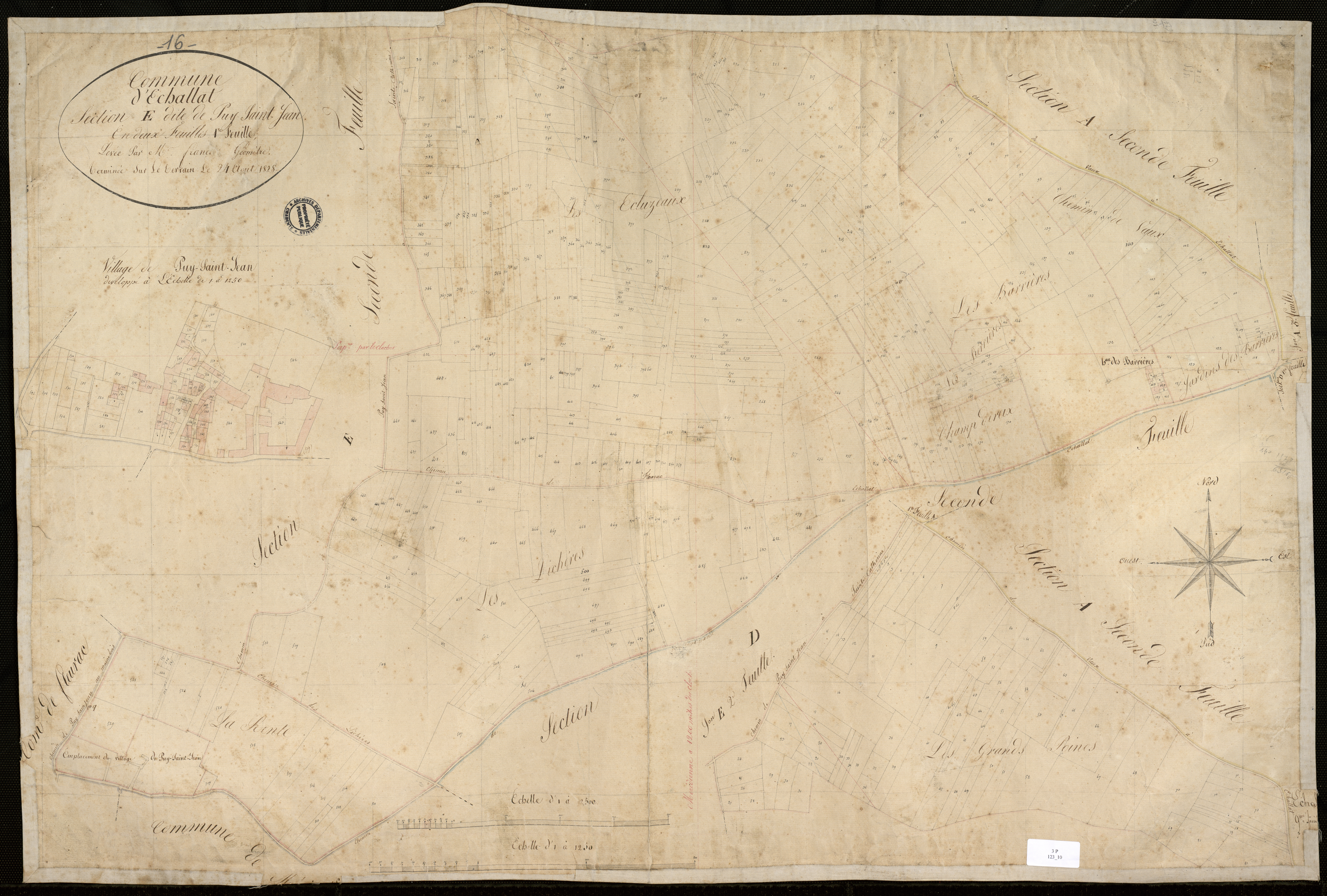 Échallat - 3 P 123/10 - Section E dite de Puy-Saint-Jean. Feuille 1.  | 1828