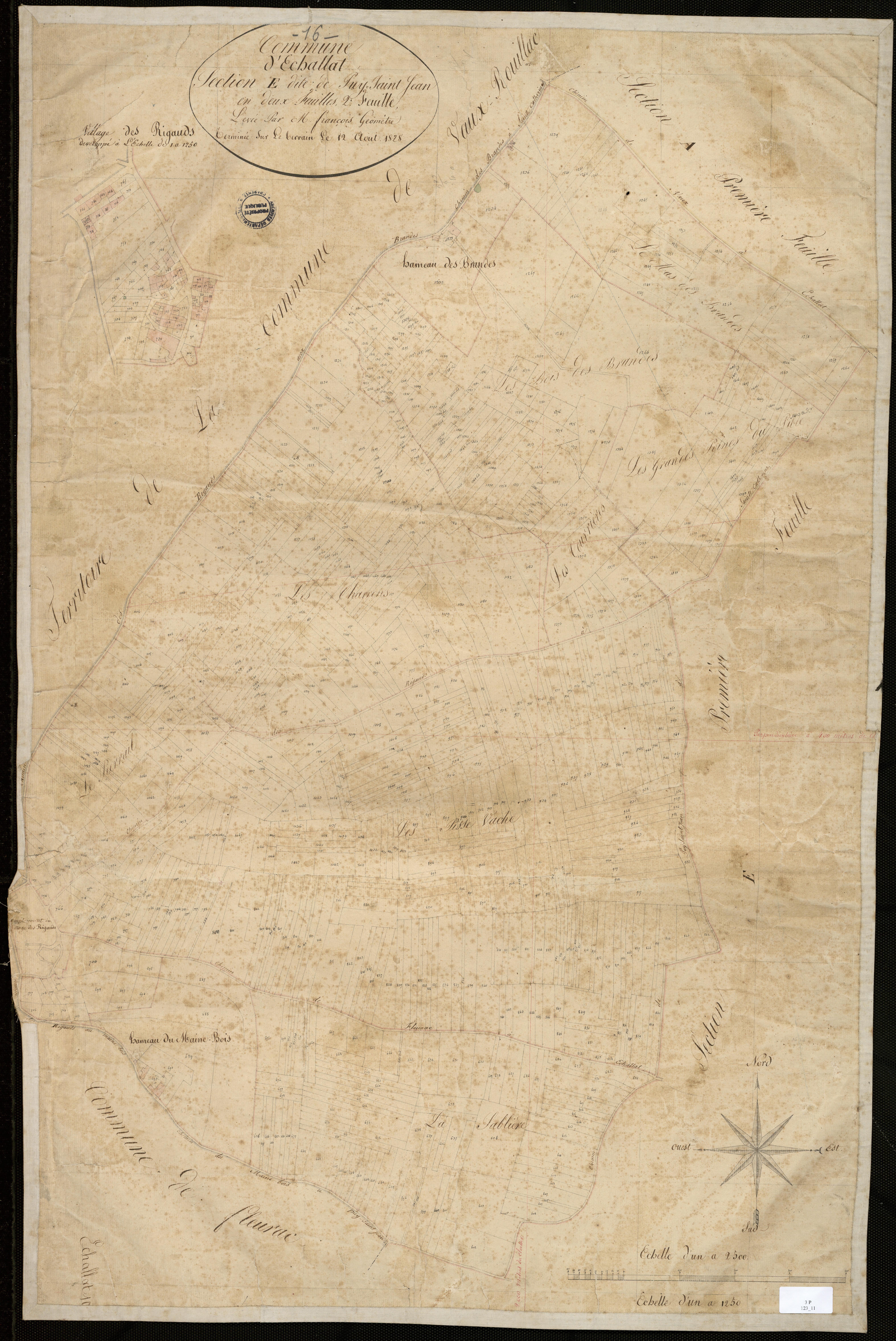 Échallat - 3 P 123/11 - Section E dite de Puy-Saint-Jean. Feuille 2.  | 1828