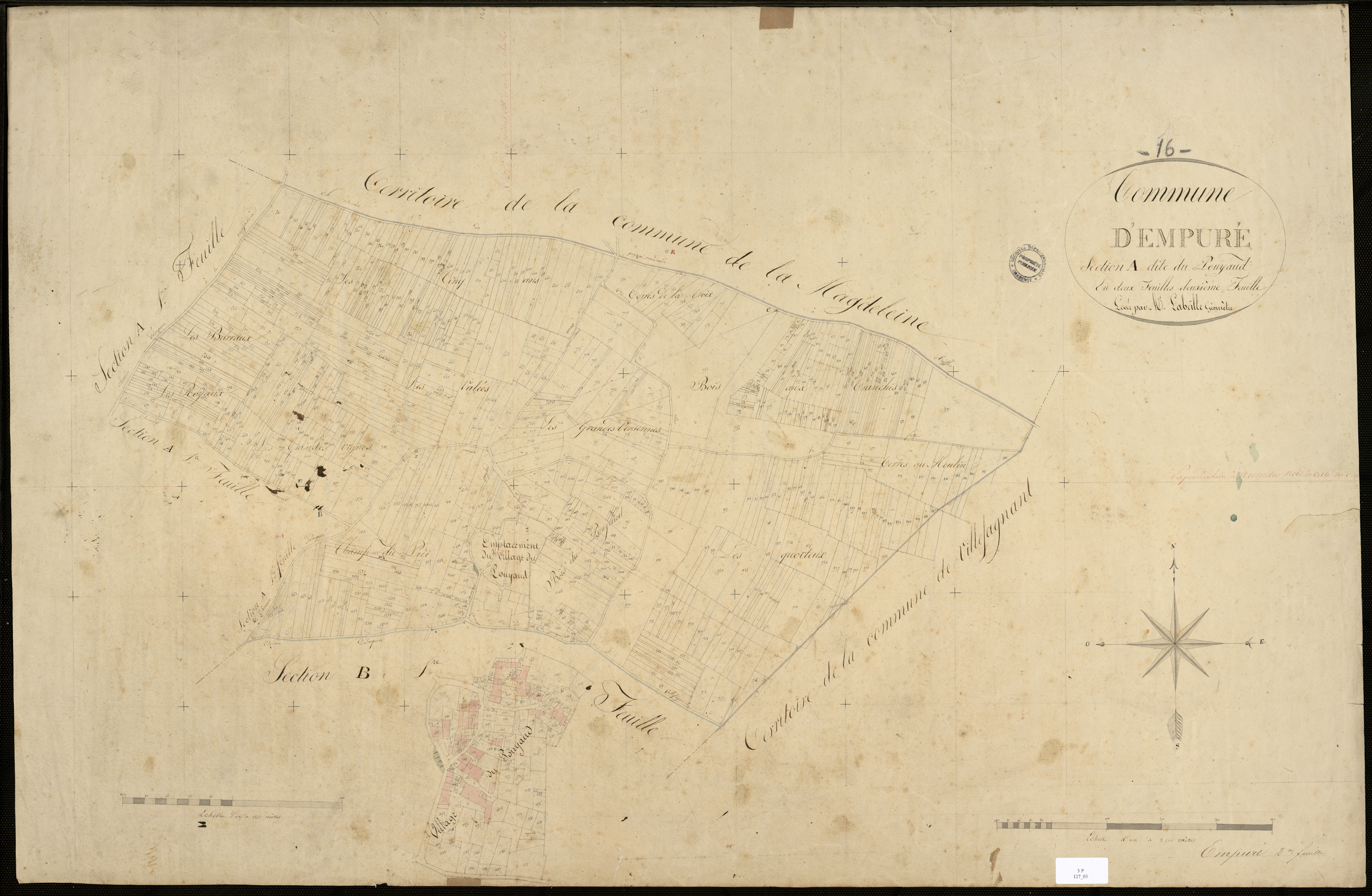 Empuré - 3 P 127/3 - Section A dite du Pouyaud. Feuille 2.  | 1829