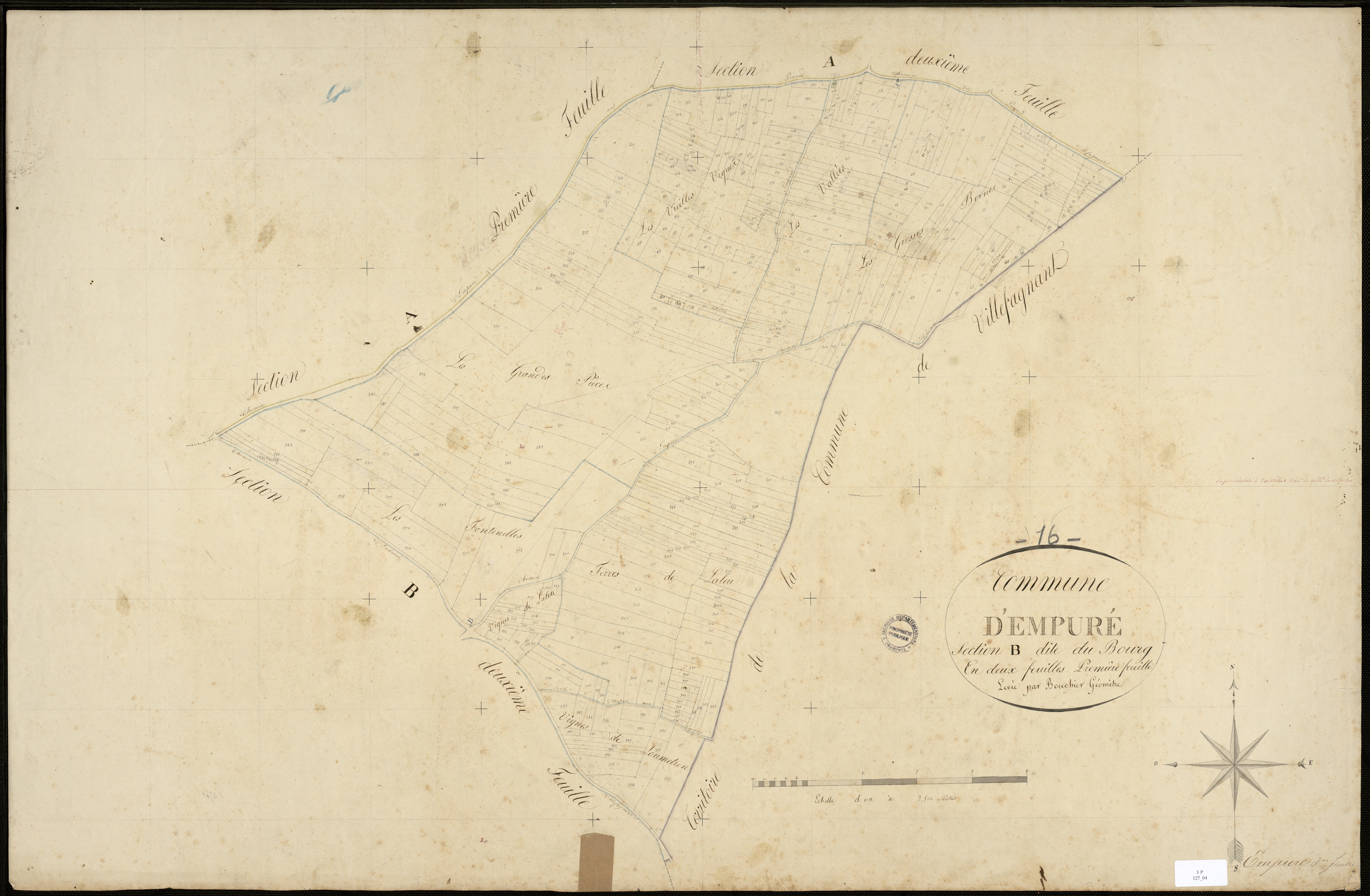 Empuré - 3 P 127/4 - Section B dite du Bourg. Feuille 1.  | 1829