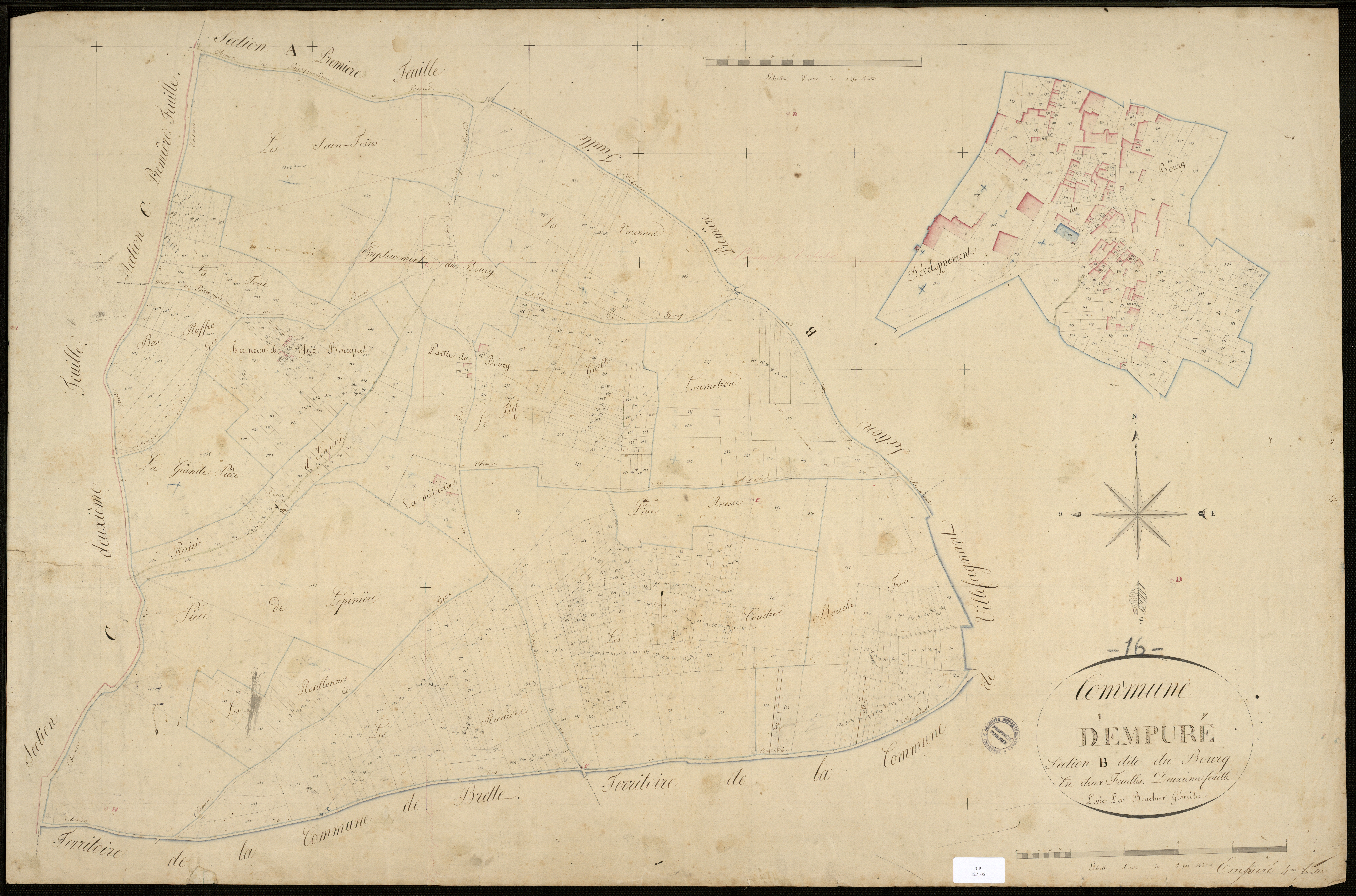 Empuré - 3 P 127/5 - Section B dite du Bourg. Feuille 2. | 1829