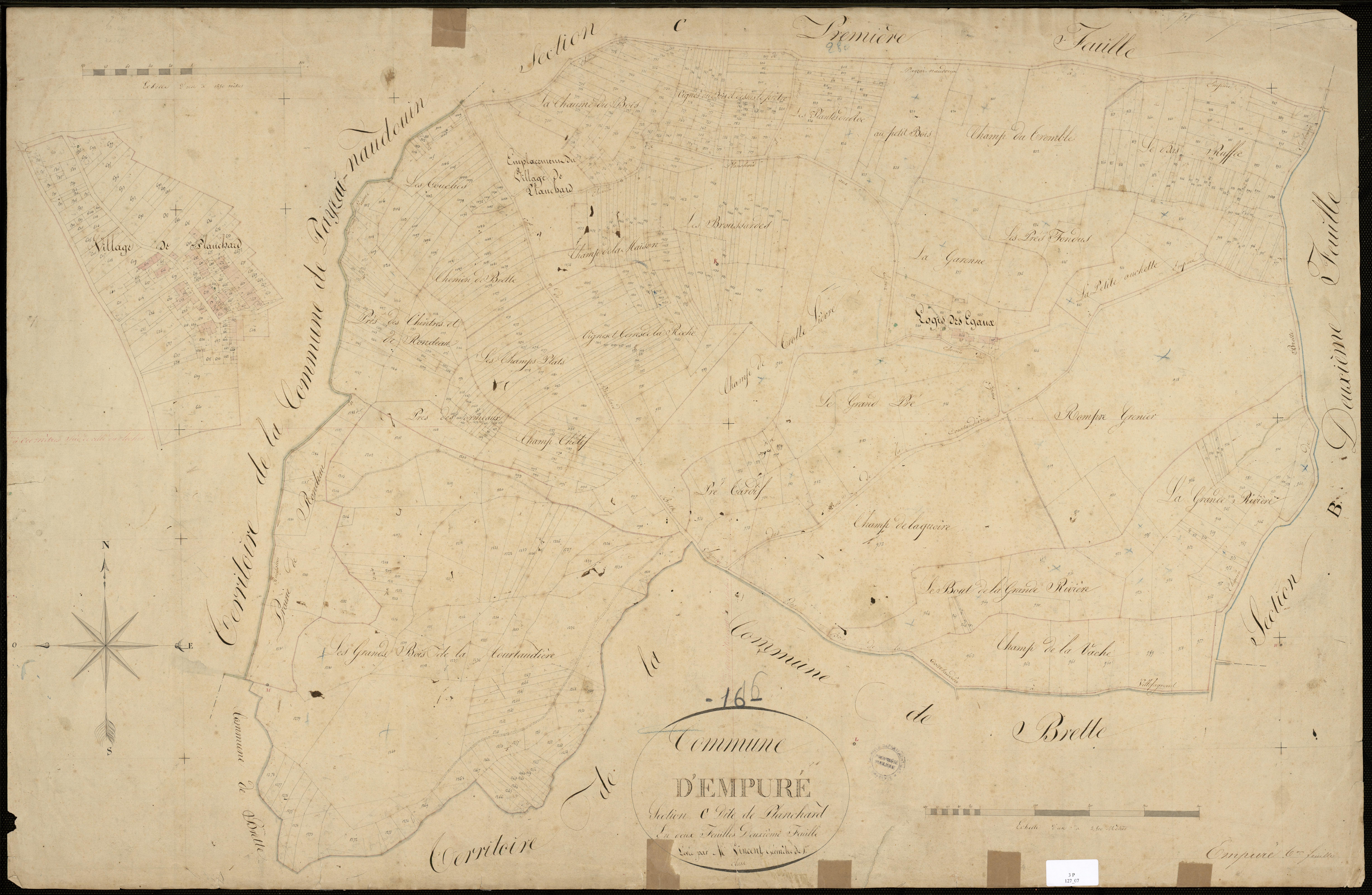 Empuré - 3 P 127/7 - Section C dite du Planchard. Feuille 2. | 1829
