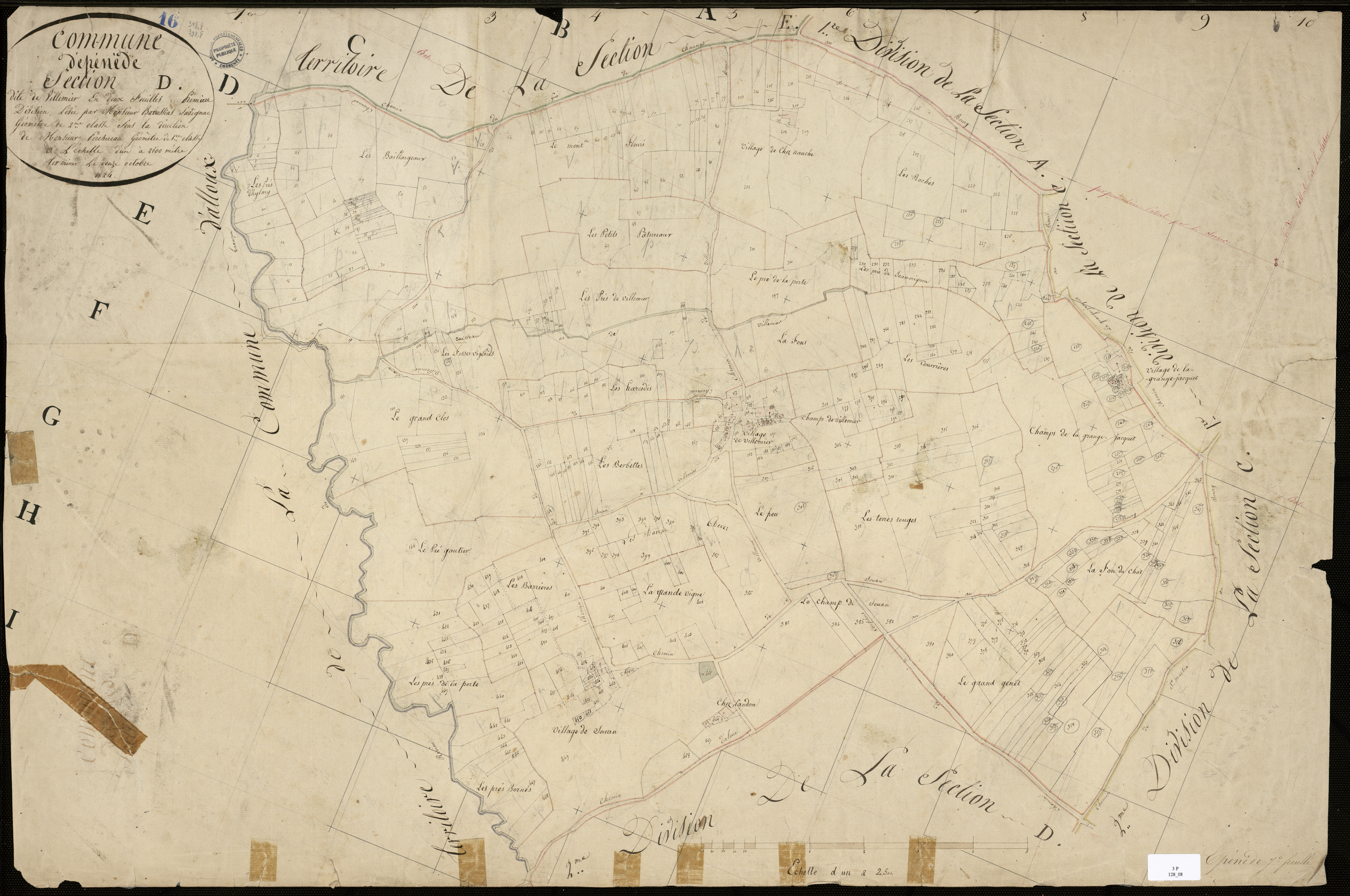 Épenède - 3 P 128/8 - Section D dite de Villemier, 1ère division.  | 1825
