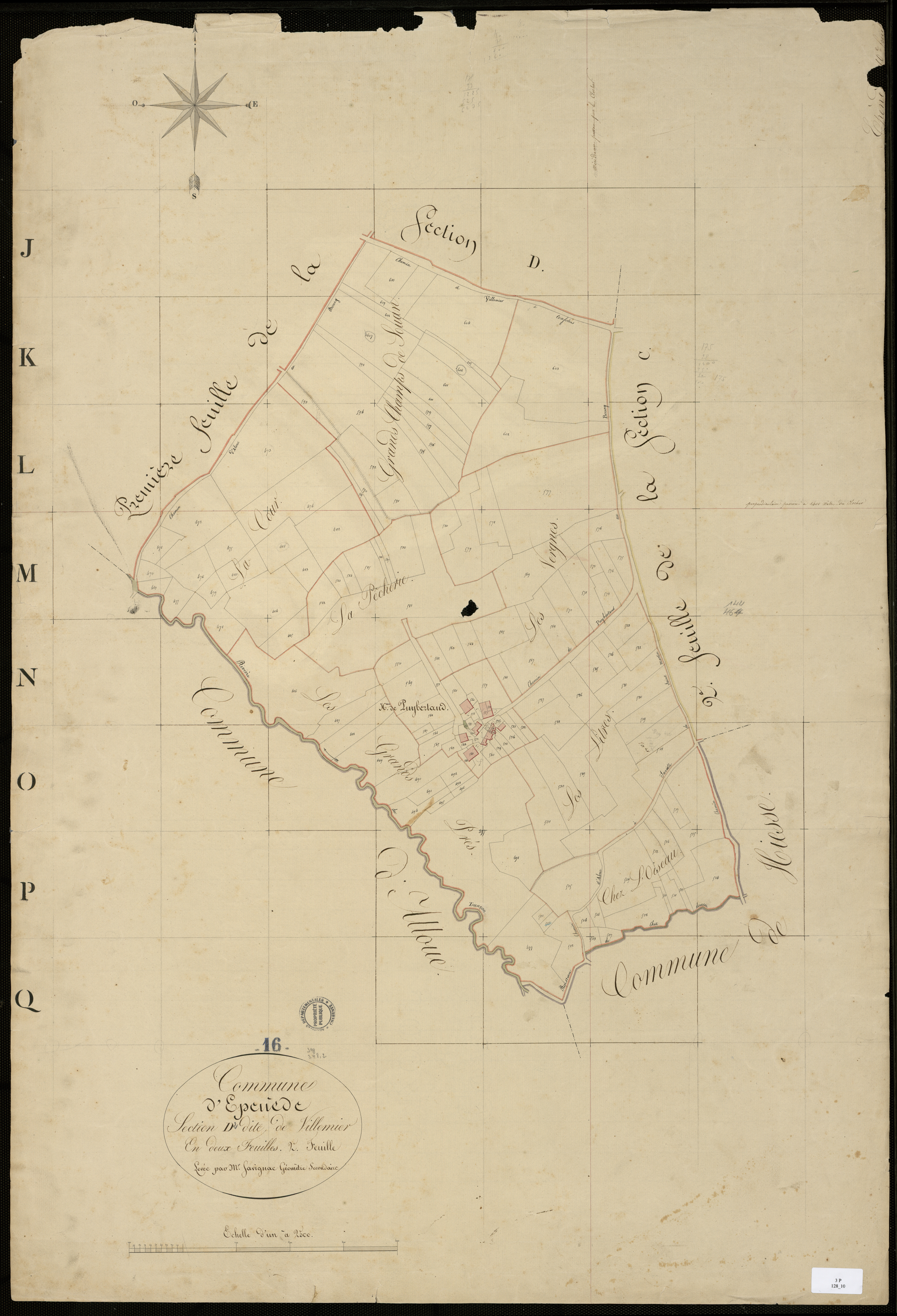 Épenède - 3 P 128/10 - Section D dite de Villemier. Feuille 2.  | 1824