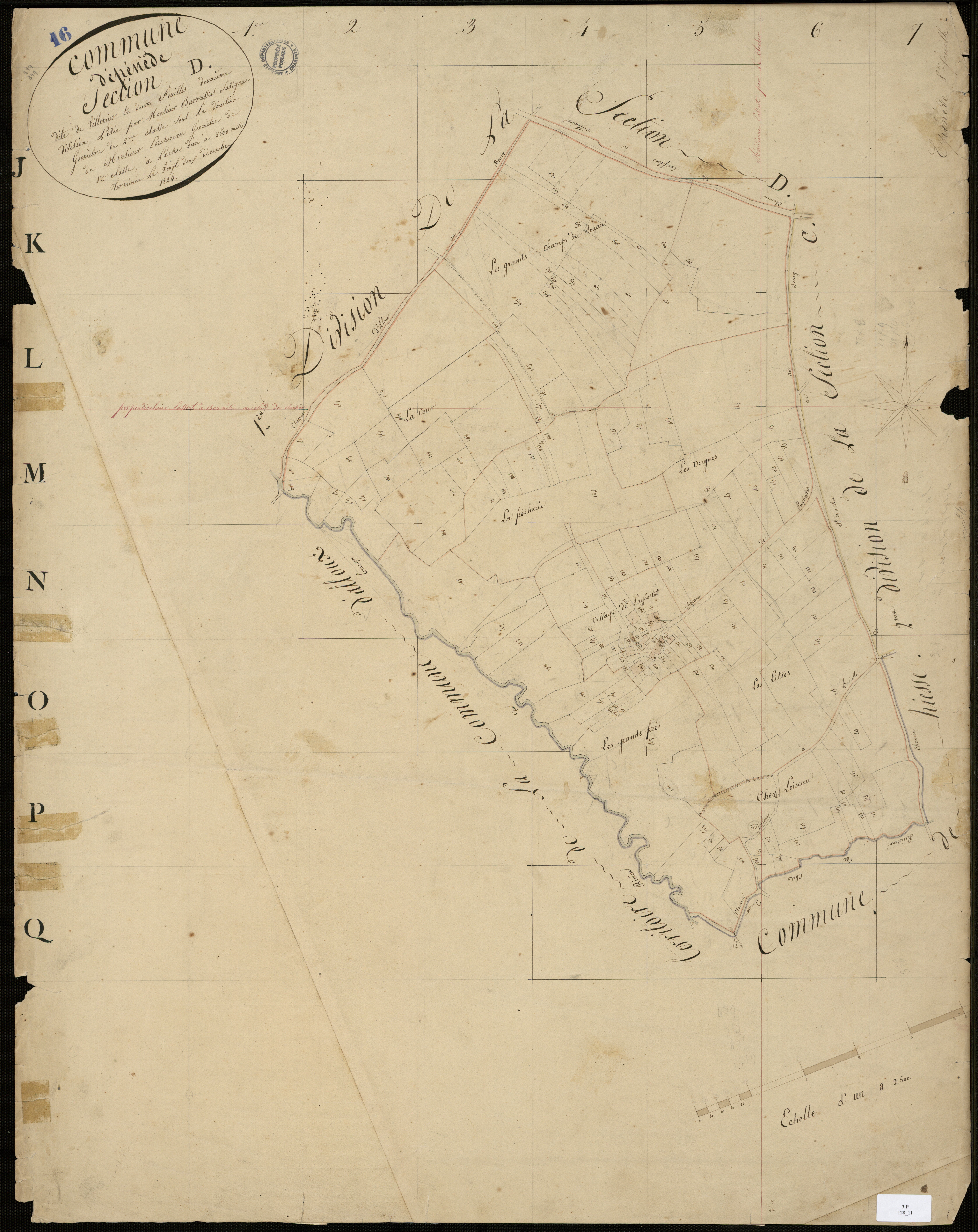Épenède - 3 P 128/11 - Section D dite de Villemier, 2ème division. Feuille 3. | 1824