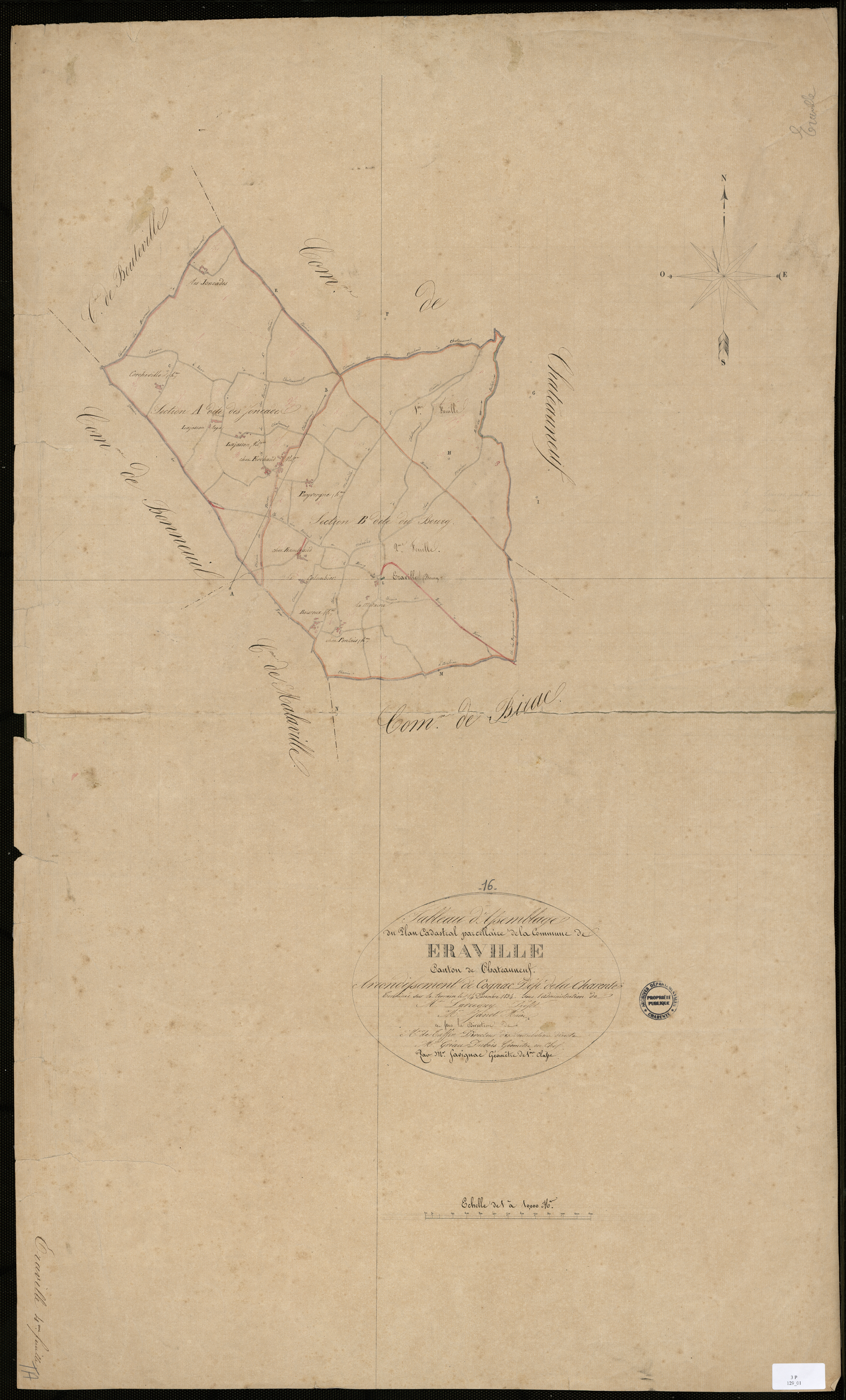 Éraville - 3 P 129/1 - Tableau d'assemblage.  | 1834