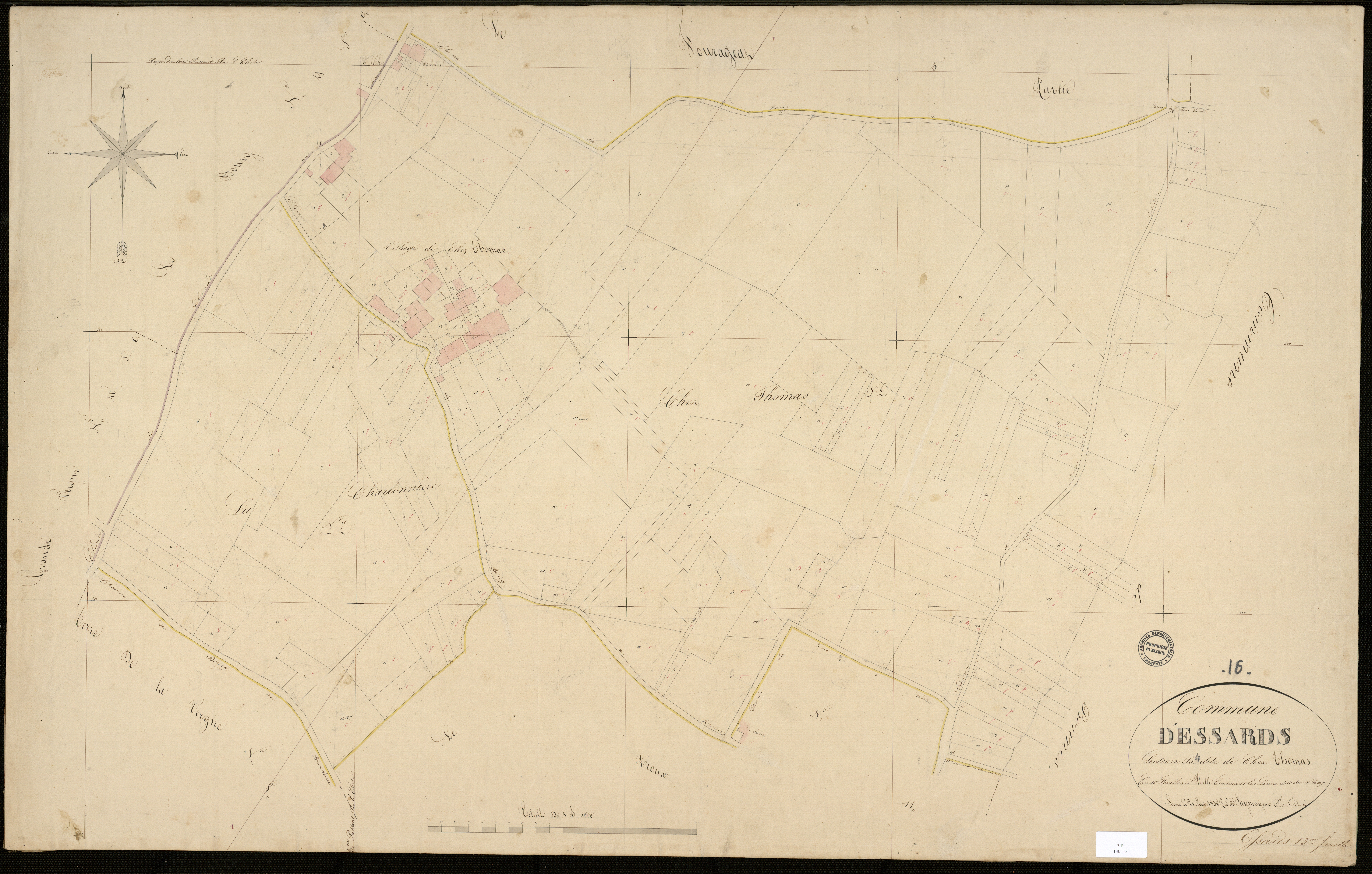 Essards - 3 P 130/15 - Section B dite de chez Thomas. Feuille 4. | 1838