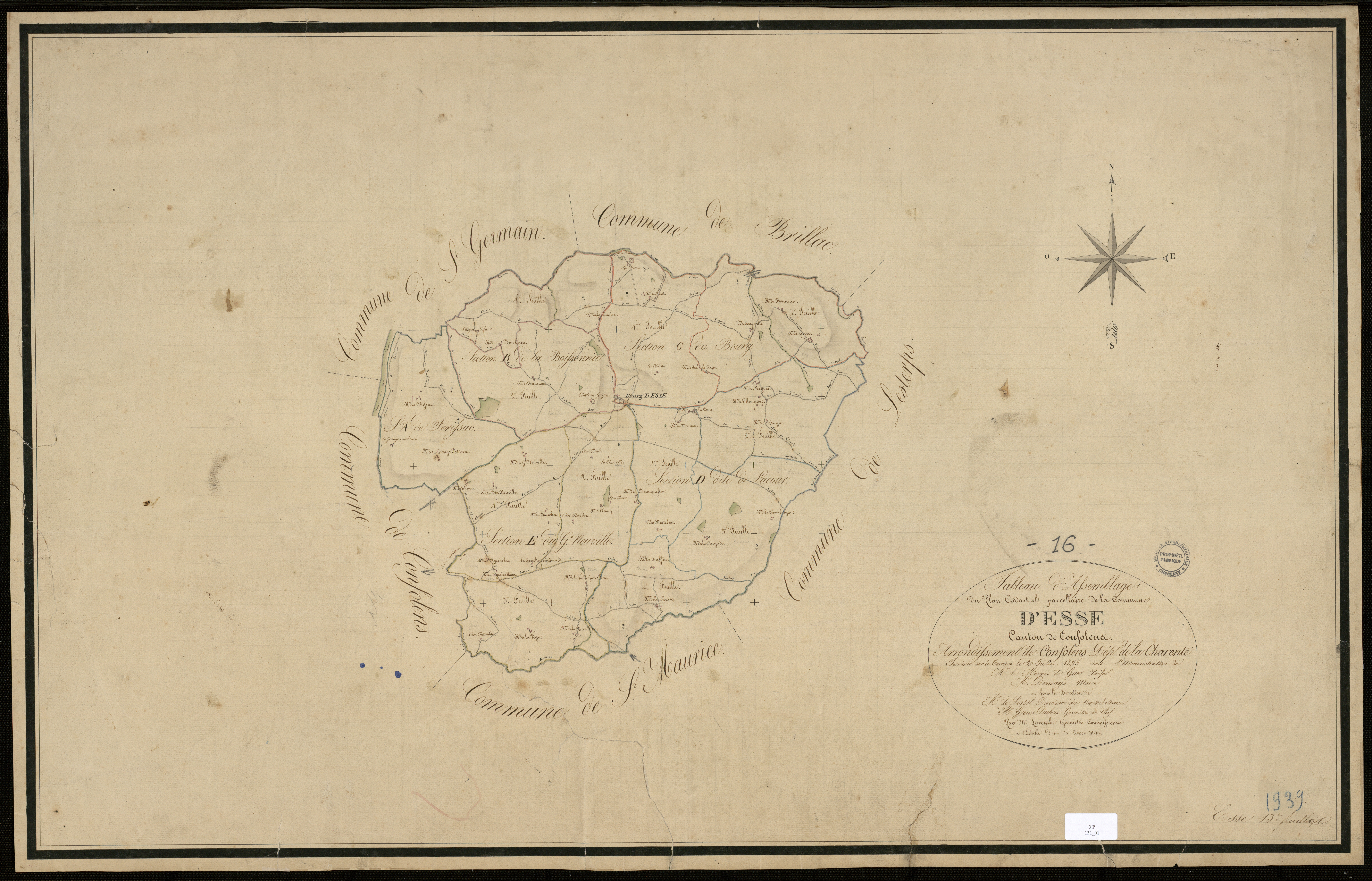 Esse - 3 P 131/1 - Tableau d'assemblage.  | 1825