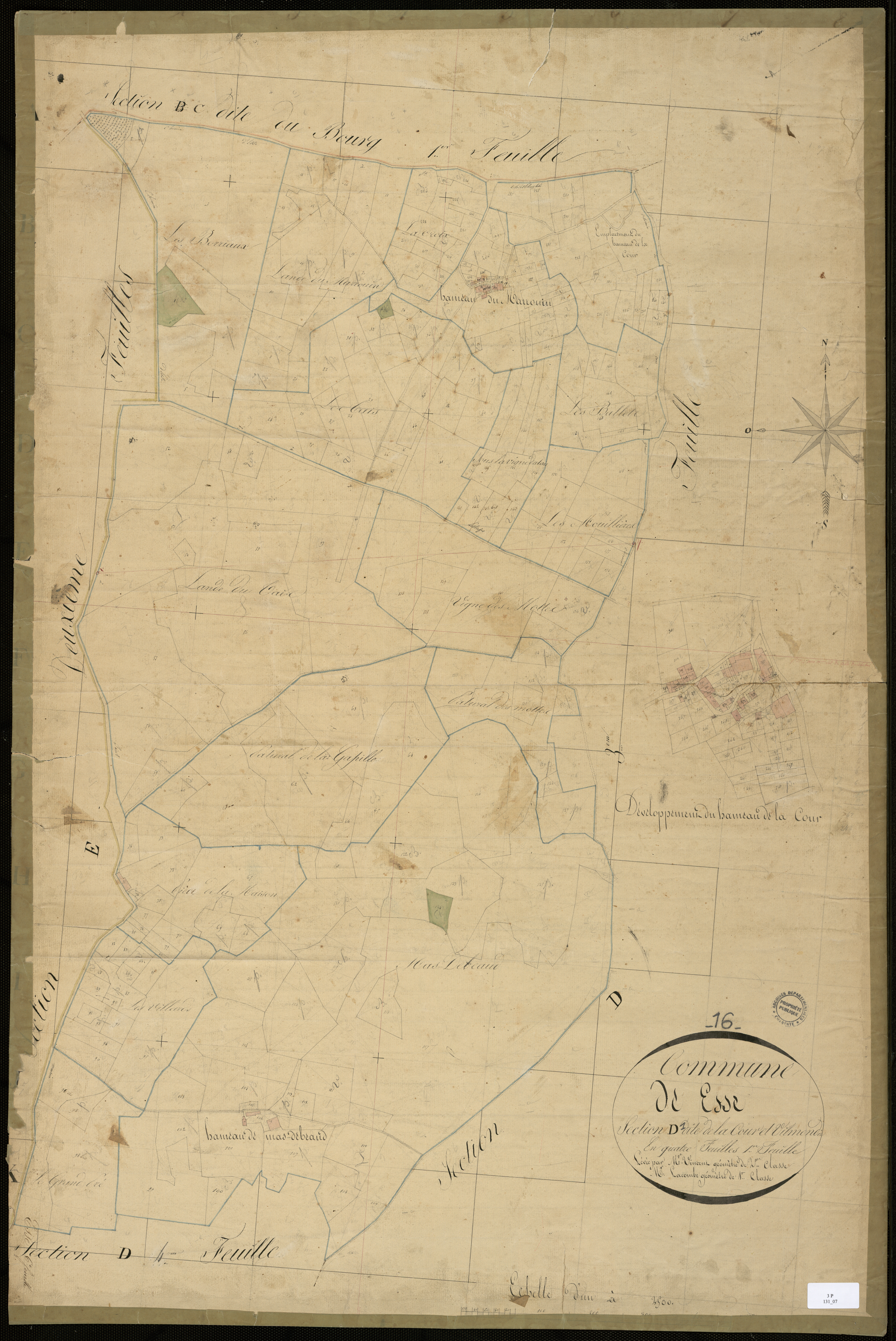 Esse - 3 P 131/7 - Section D dite de la Cour et Vilmendie. Feuille 1.  | 1825