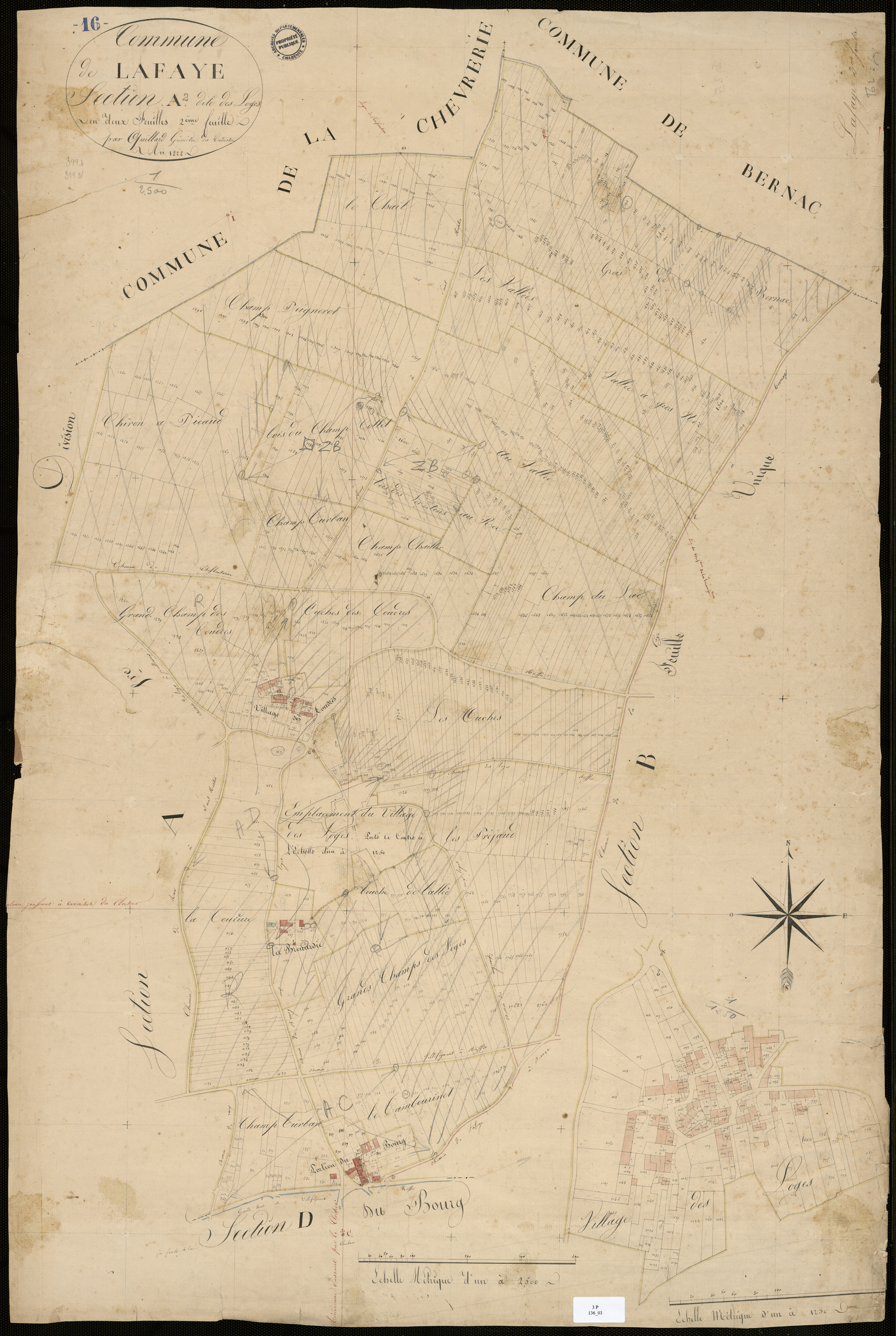 La Faye - 3 P 136/3 - Section A dite des Loges. Feuille 1. | 1829