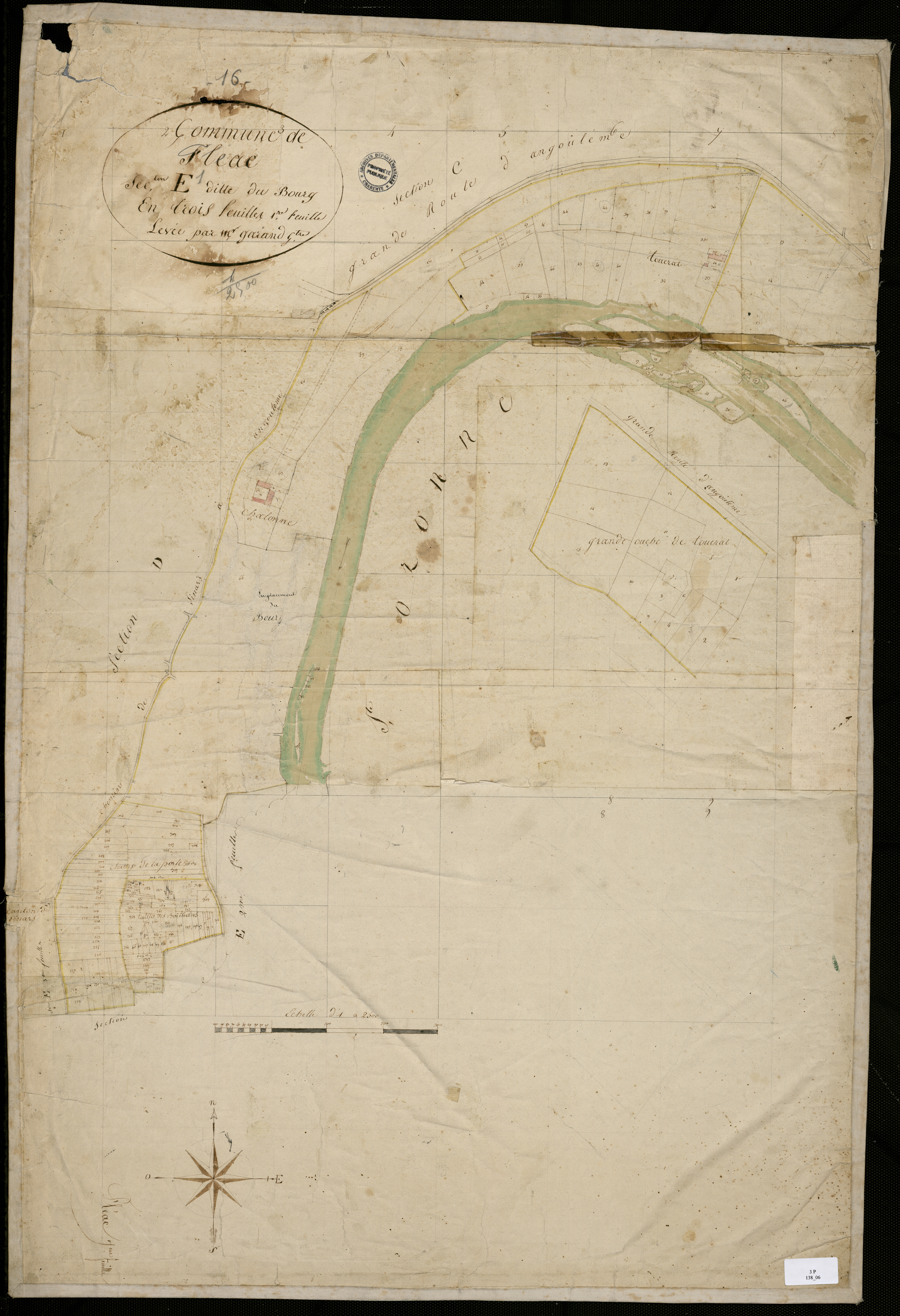 Fléac - 3 P 138/6 - Section E dite du Bourg. Feuille 1.  | [1823]