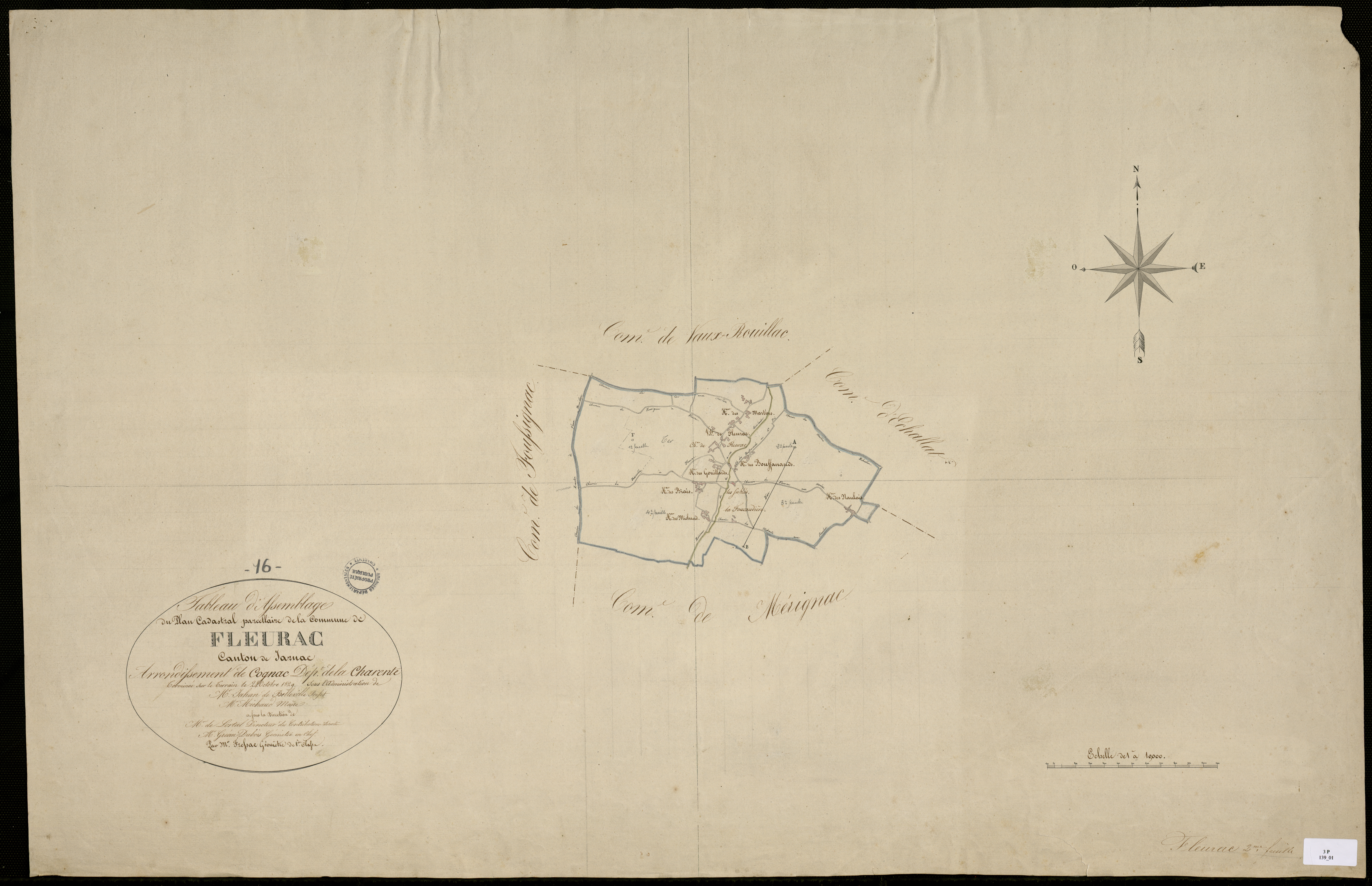 Fleurac - 3 P 139/1 - Tableau d'assemblage.  | 1829