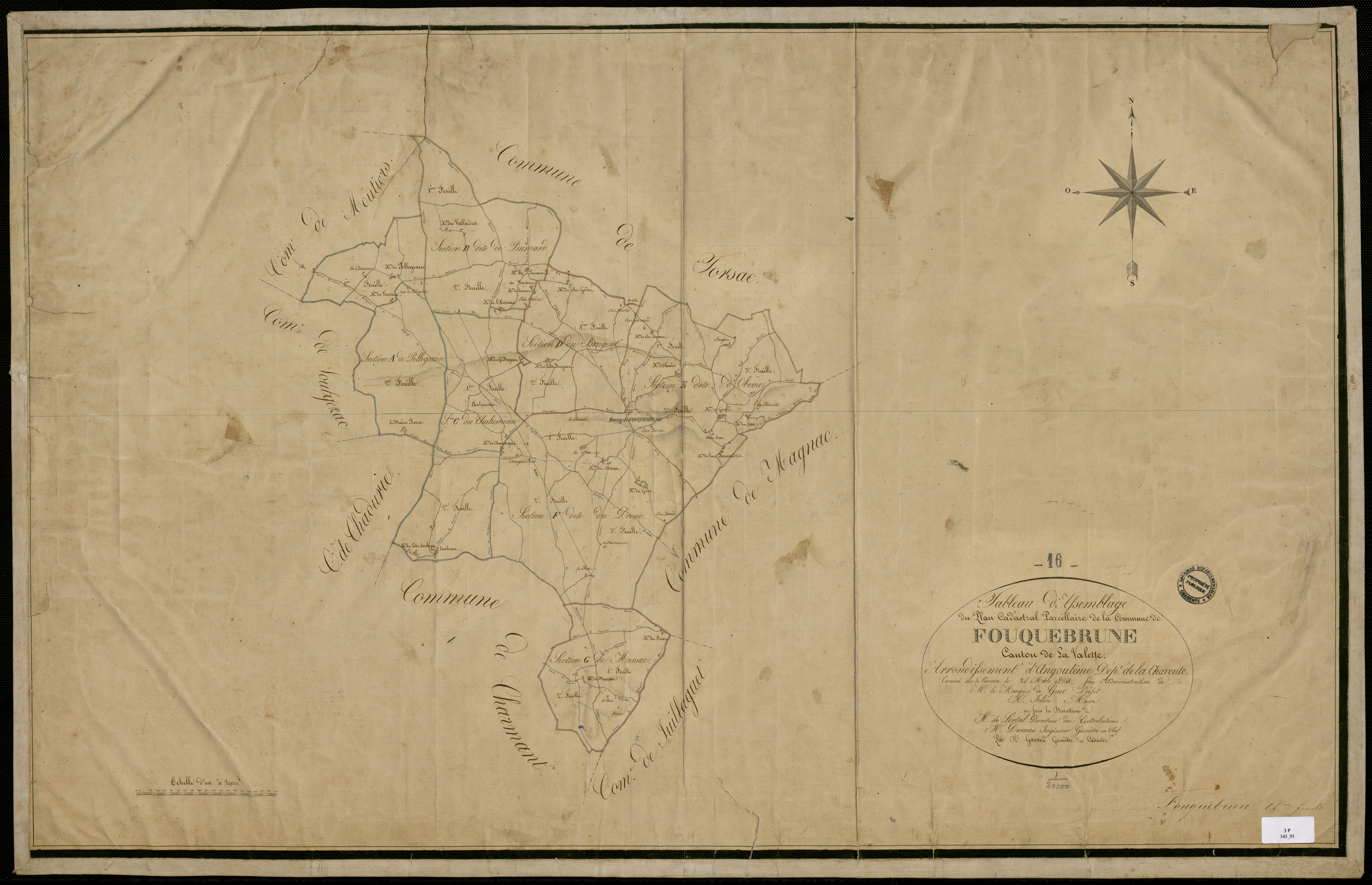 Fouquebrune - 3 P 143/1 - Tableau d'assemblage.  | 1823
