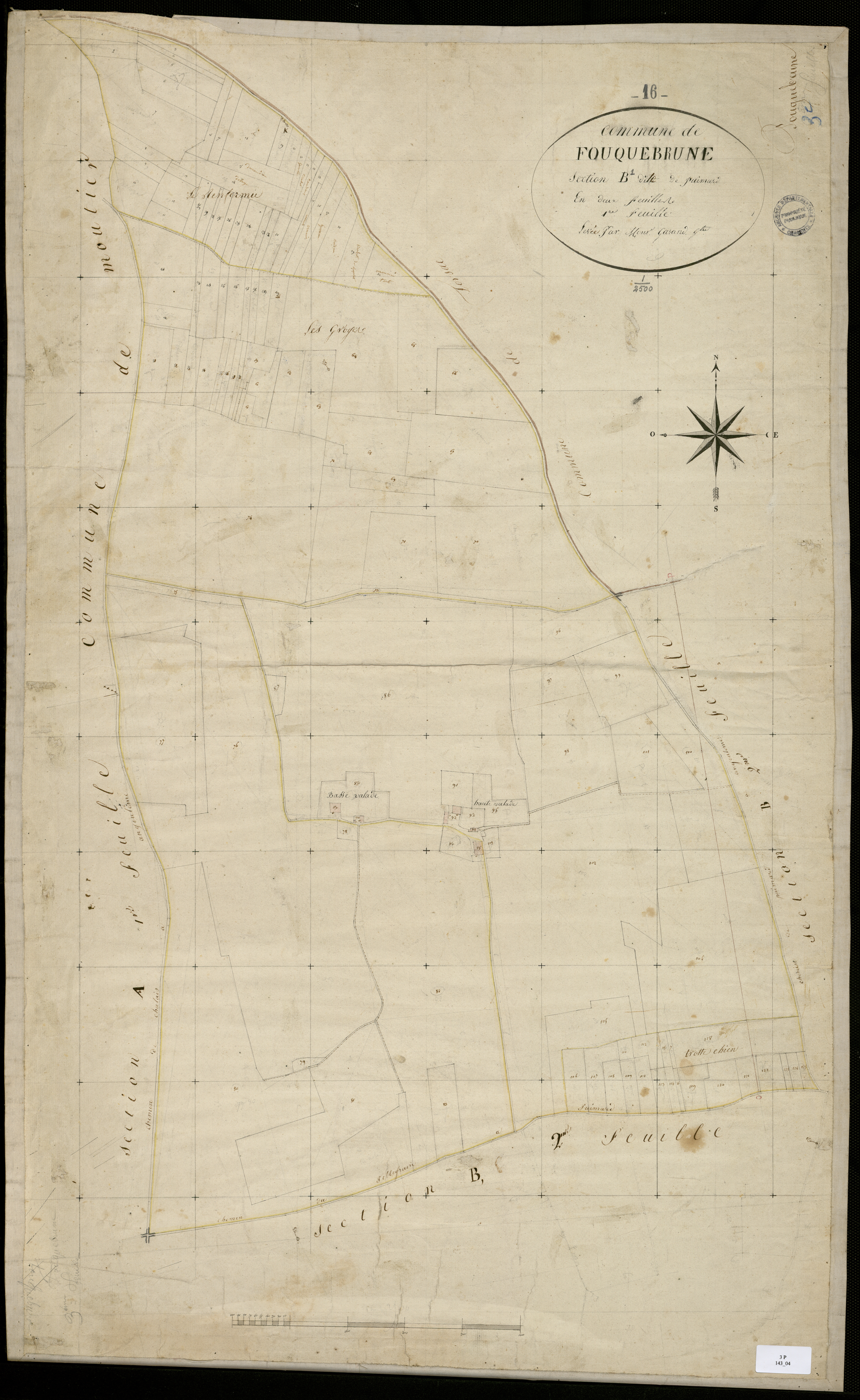 Fouquebrune - 3 P 143/4 - Section B dite de Puimard. Feuille 1.  | 1823