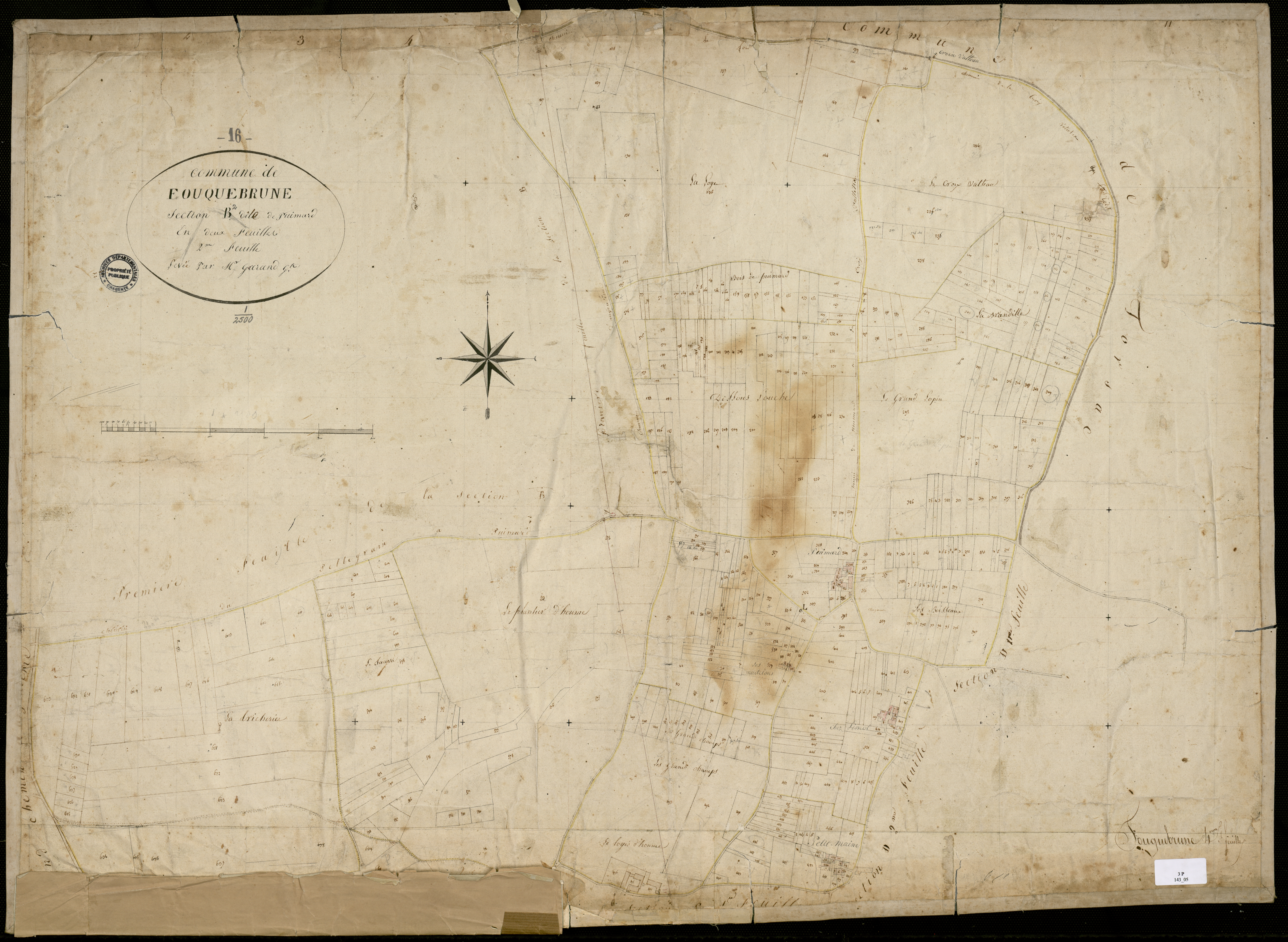 Fouquebrune - 3 P 143/5 - Section B dite de Puimard. Feuille 2.  | 1823