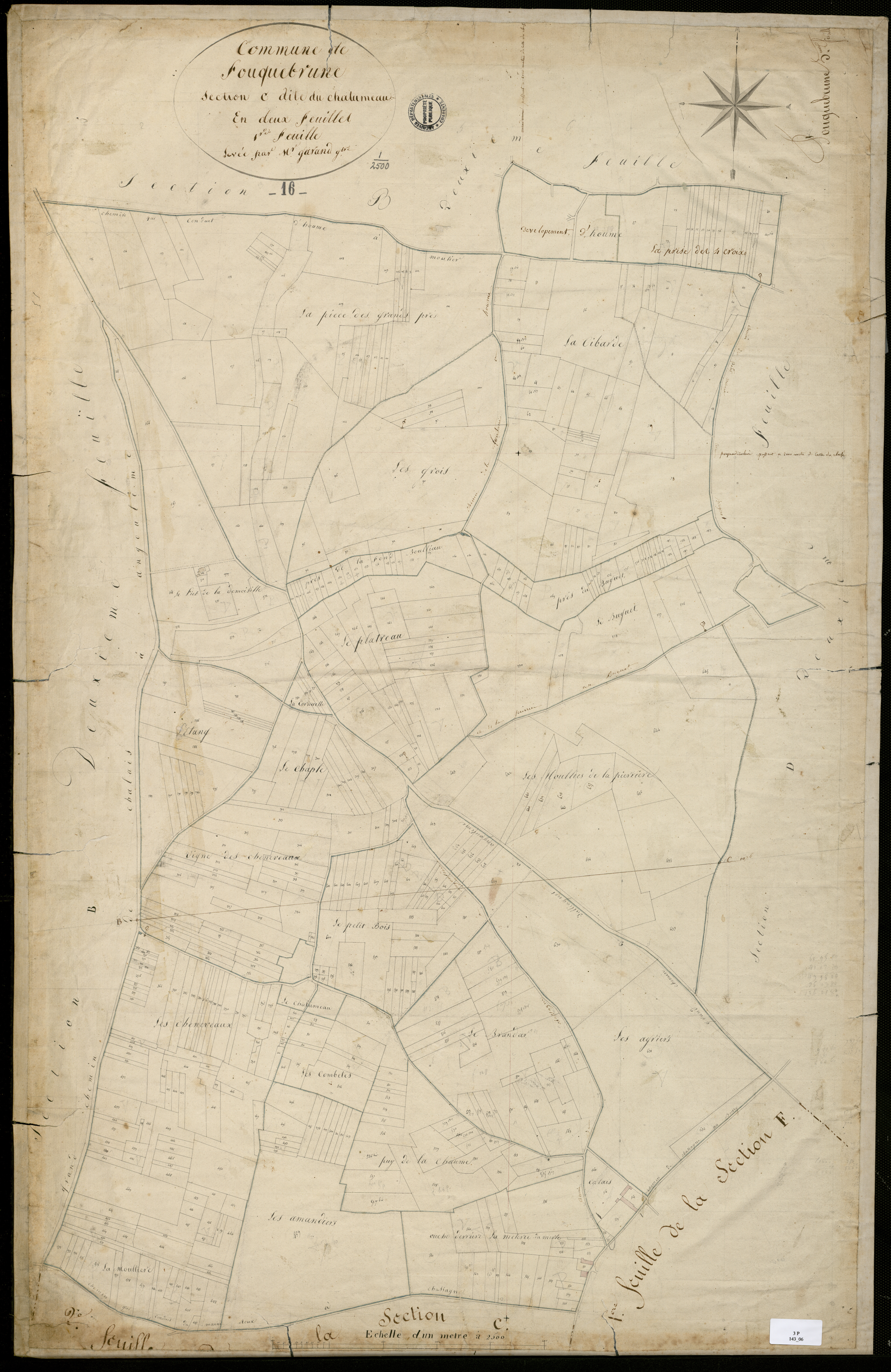Fouquebrune - 3 P 143/6 - Section C dite du Chalumeau. Feuille 1.  | 1823