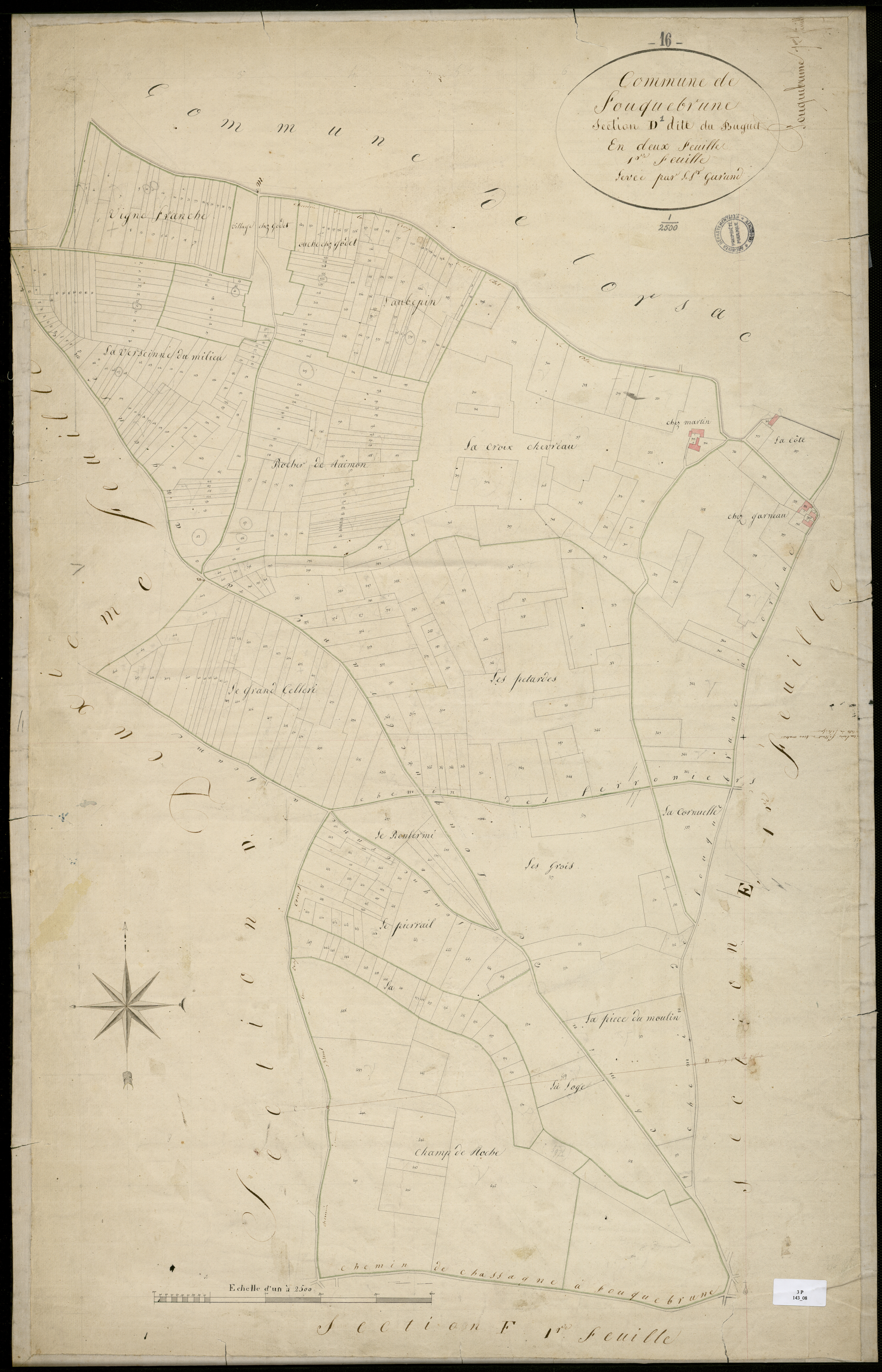 Fouquebrune - 3 P 143/8 - Section D dite de Buguet. Feuille 1.  | 1823