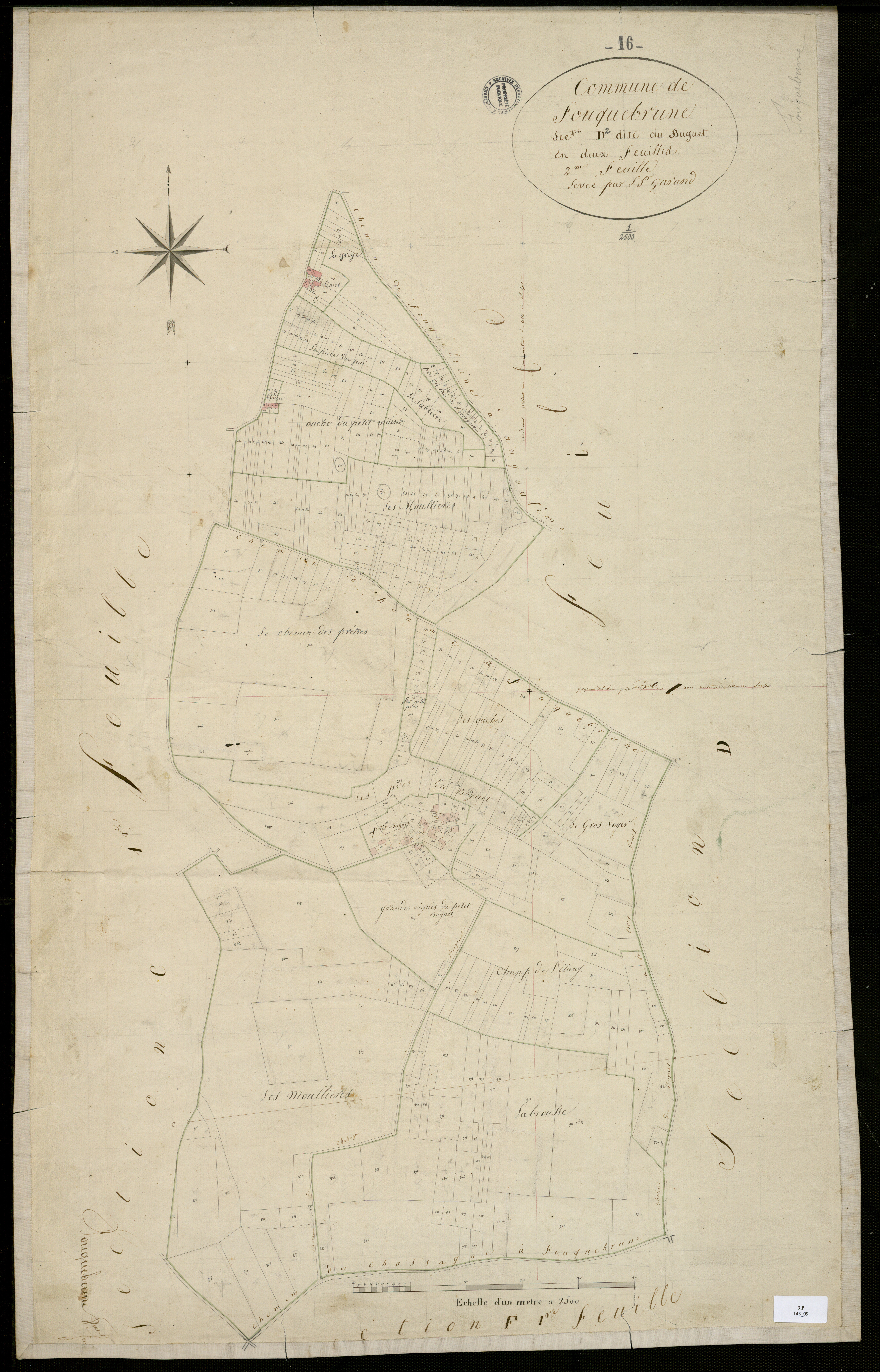 Fouquebrune - 3 P 143/9 - Section D dite de Buguet. Feuille 2.  | 1823