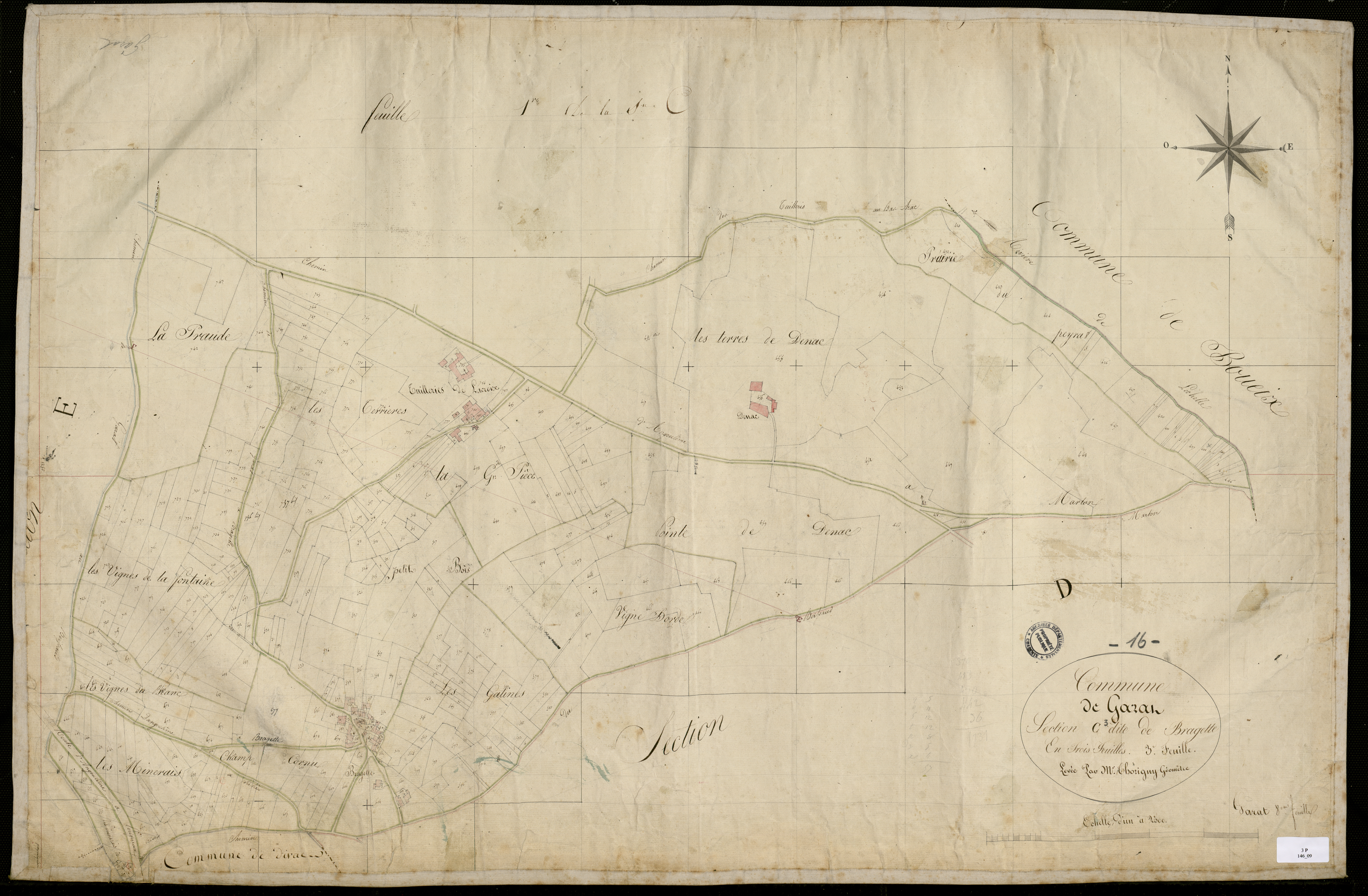 Garat - 3 P 146/9 - Section C dite de Bragette. Feuille 3.  | 1824