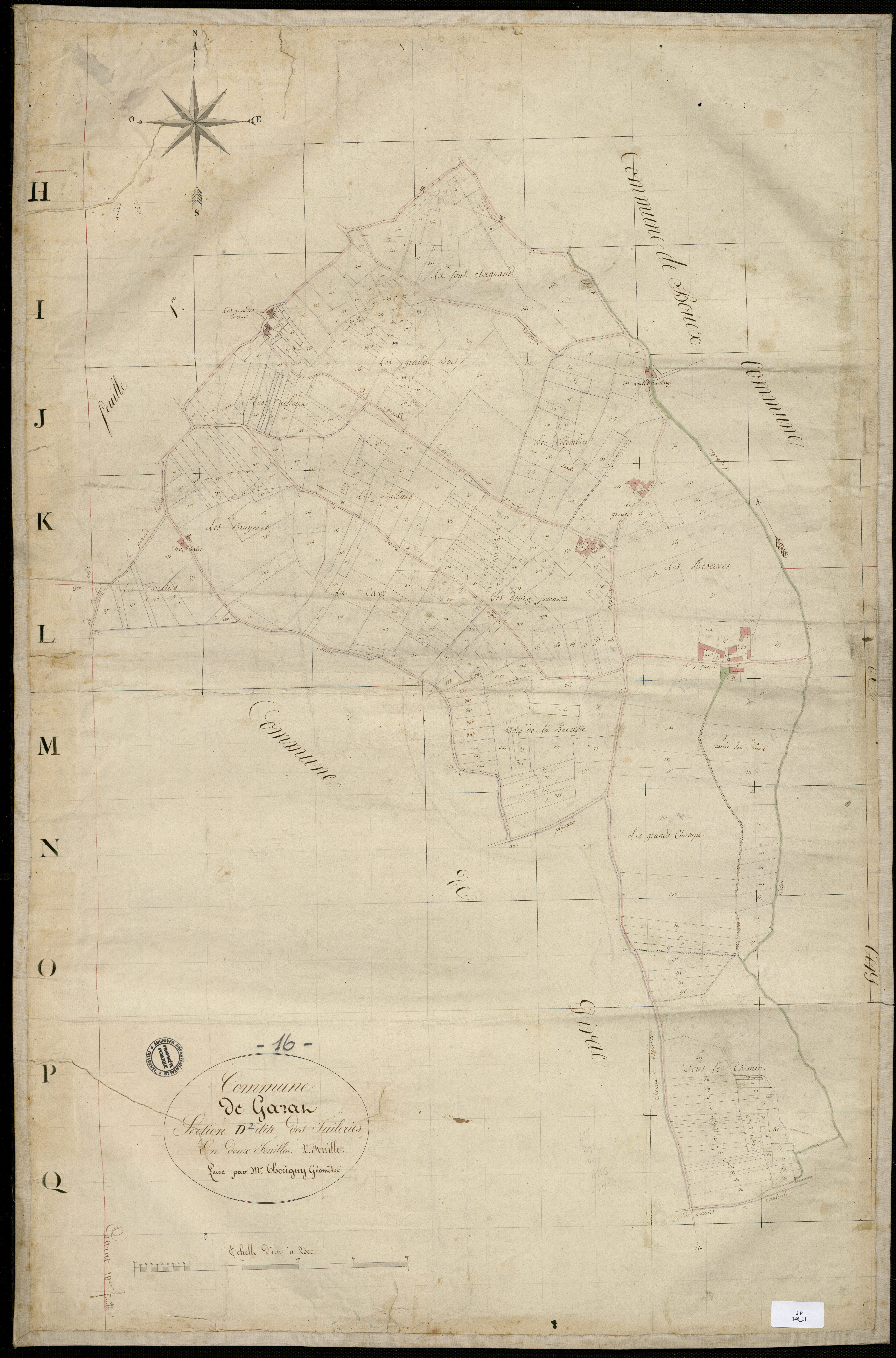 Garat - 3 P 146/11 - Section D dite des Tuileries. Feuille 2.  | 1824