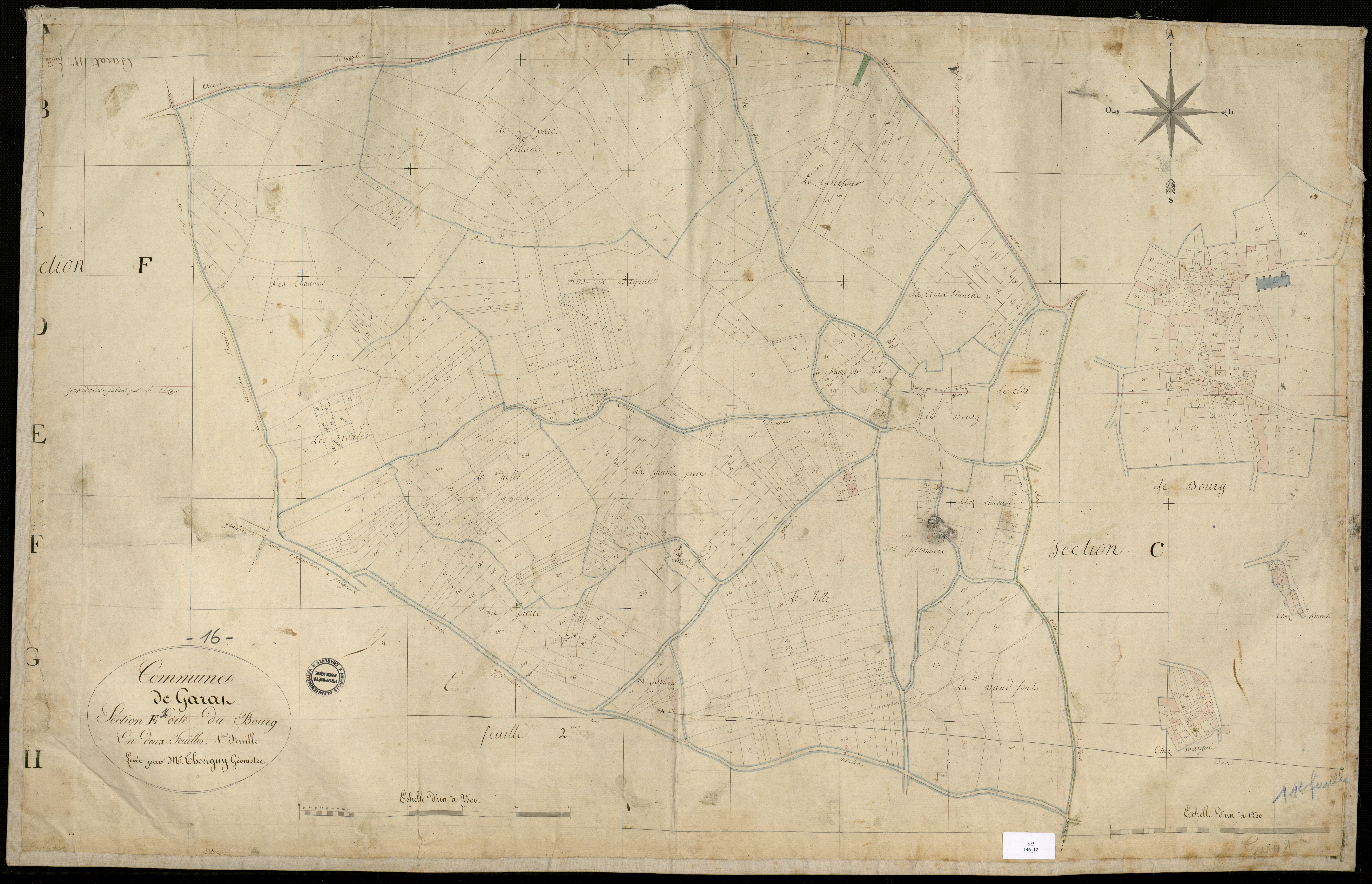 Garat - 3 P 146/12 - Section E dite du Bourg. Feuille 1.  | 1824
