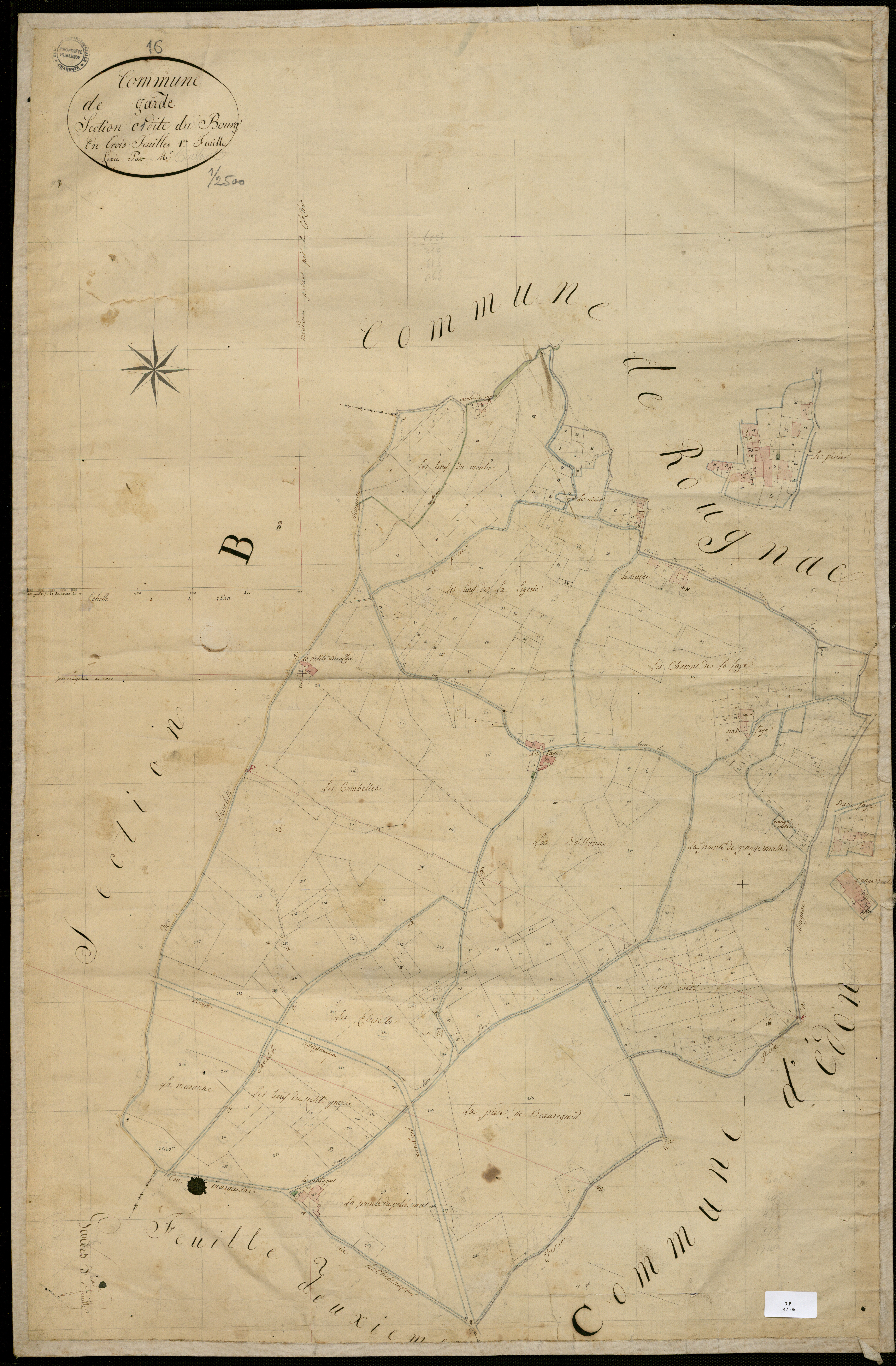 Gardes-le-Pontaroux - 3 P 147/6 - Section C dite du Bourg. Feuille 1.  | 1826