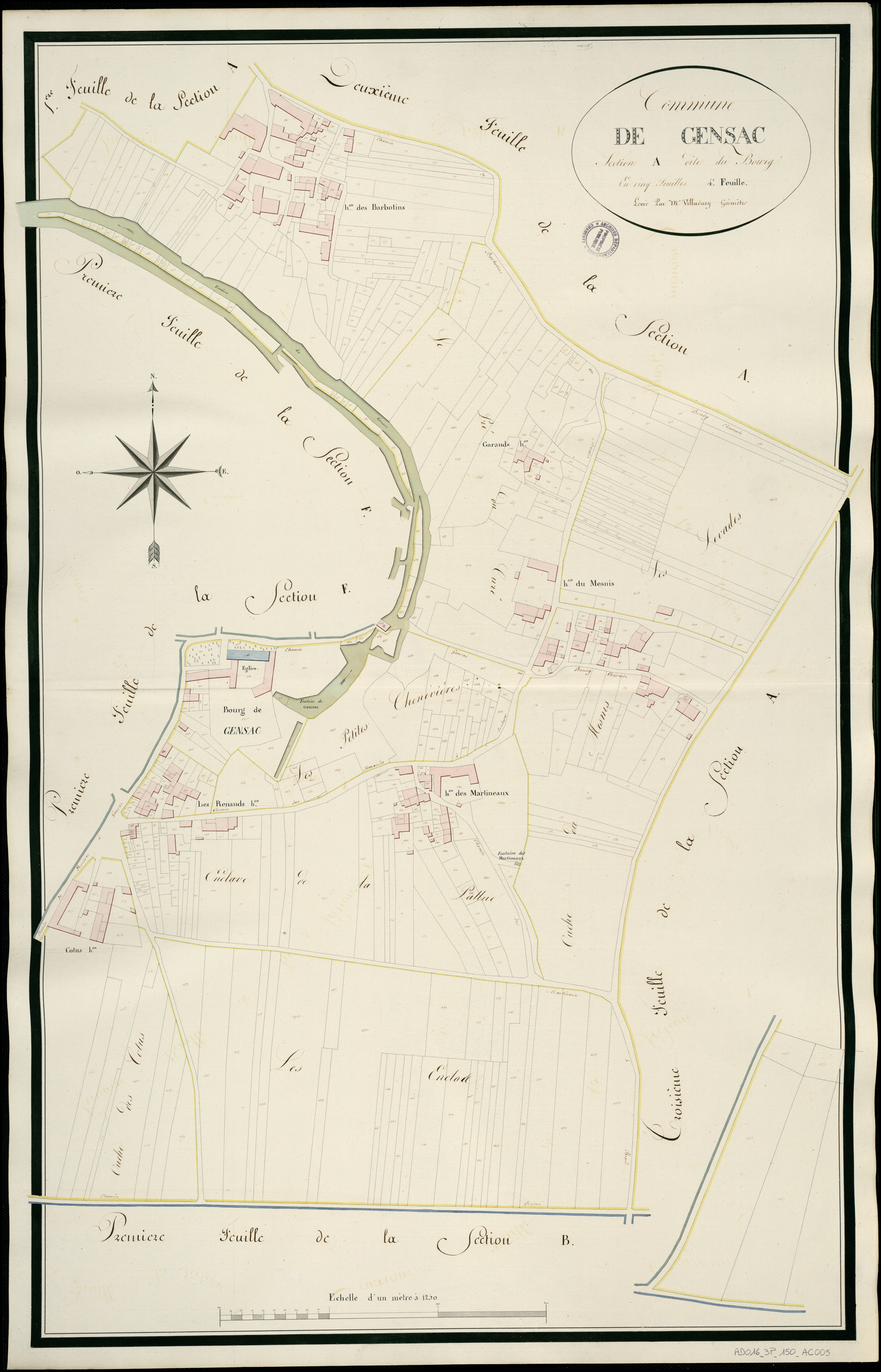 Gensac-la-Pallue - 3 P 150/AC5 - Section A dite du Bourg  | 1813