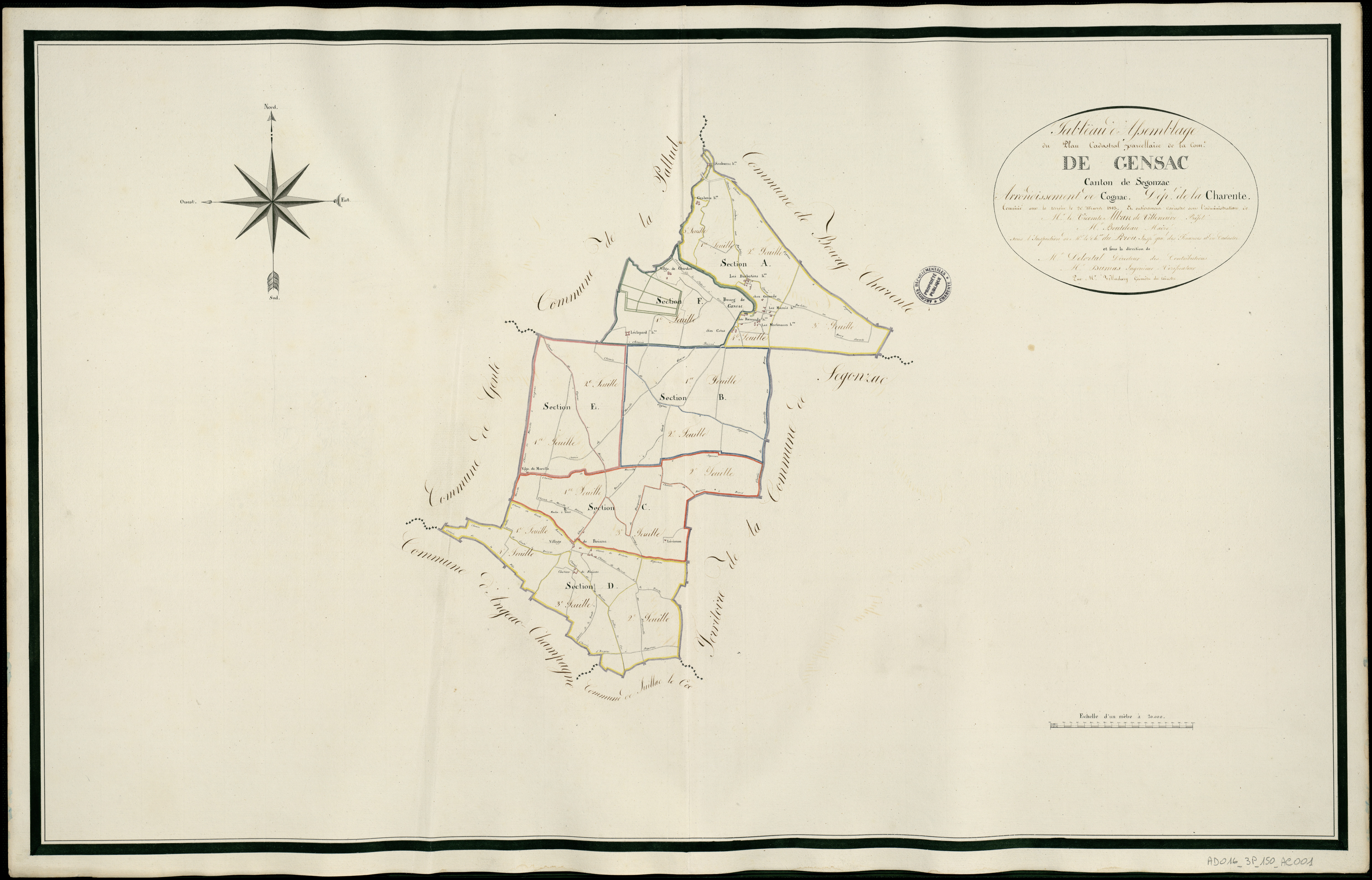 Gensac-la-Pallue - 3 P 150/AC1 - Tableau d'assemblage  | 1813