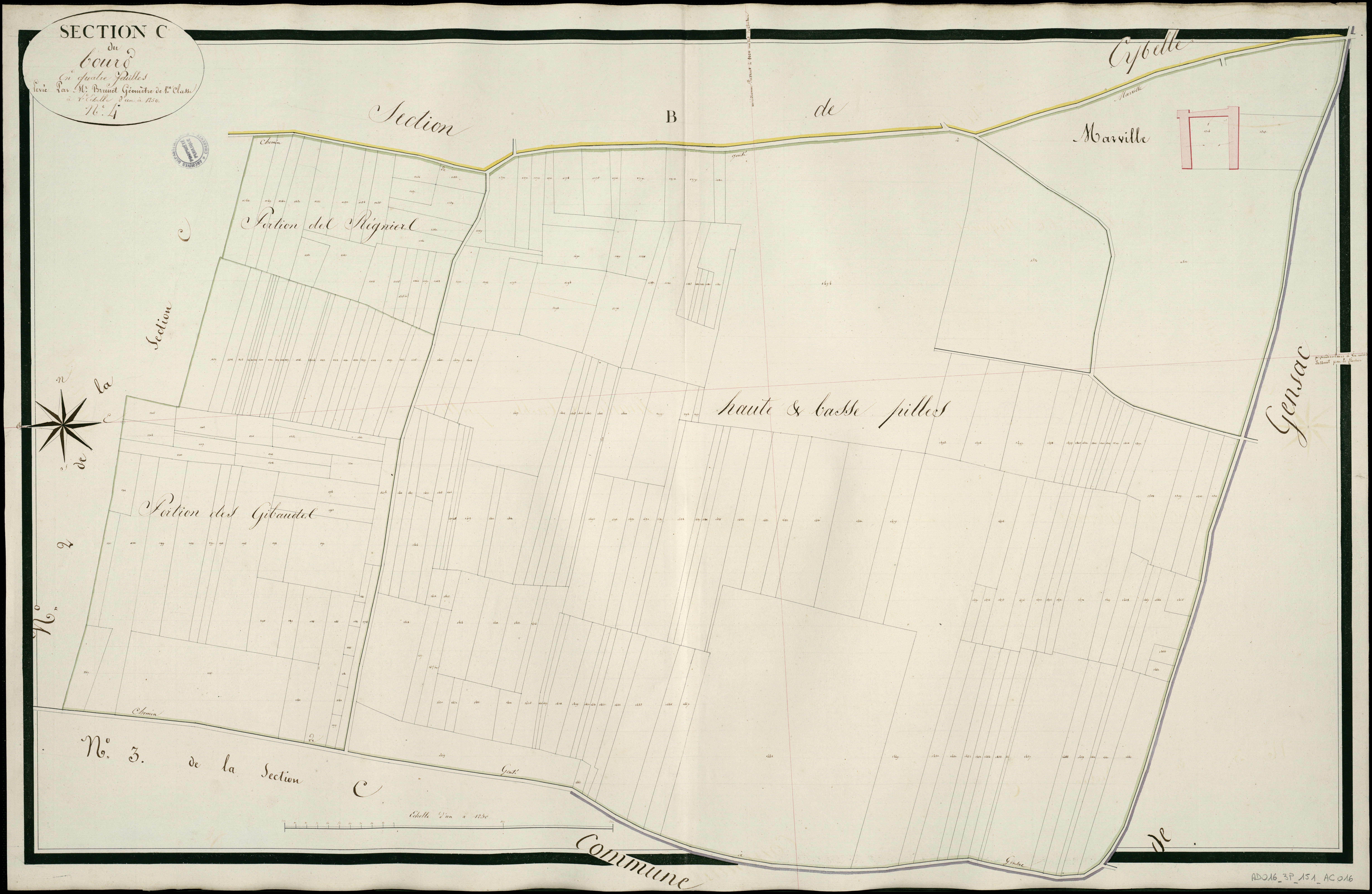 Genté - 3 P 151/AC16 - Section C dite du Bourg  | 1815