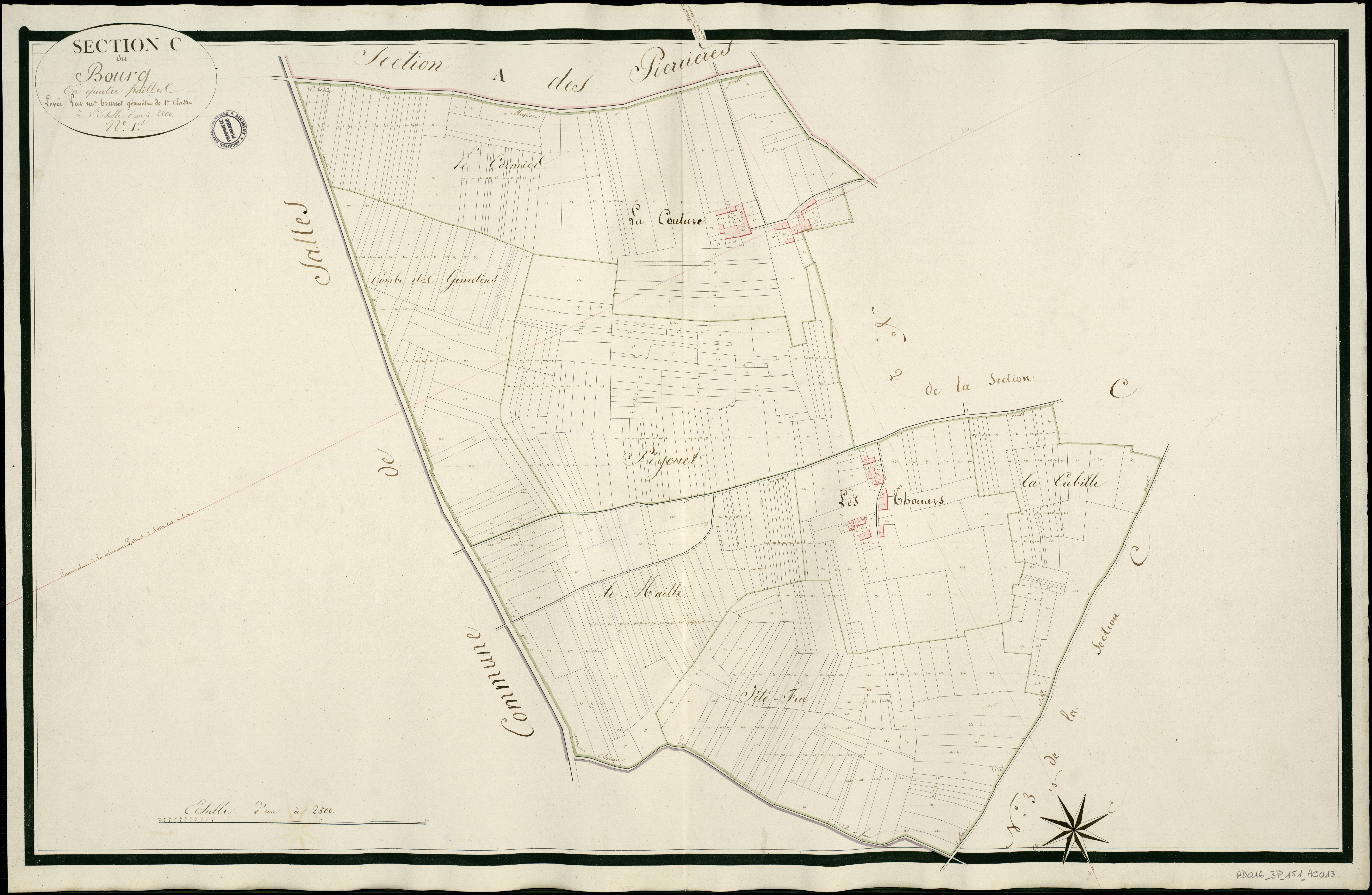 Genté - 3 P 151/AC13 - Section C dite du Bourg  | 1818