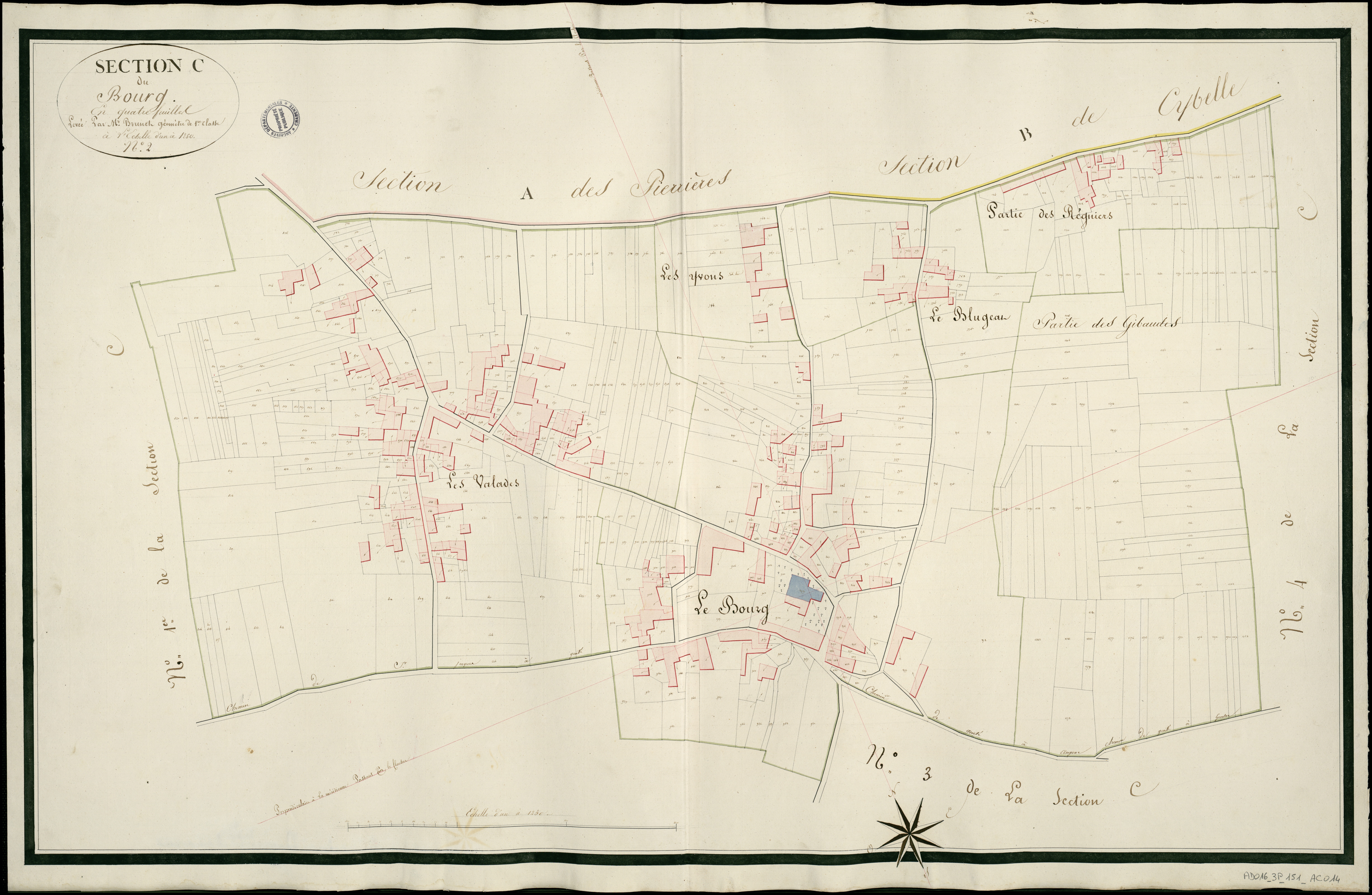 Genté - 3 P 151/AC14 - Section C dite du Bourg  | 1818
