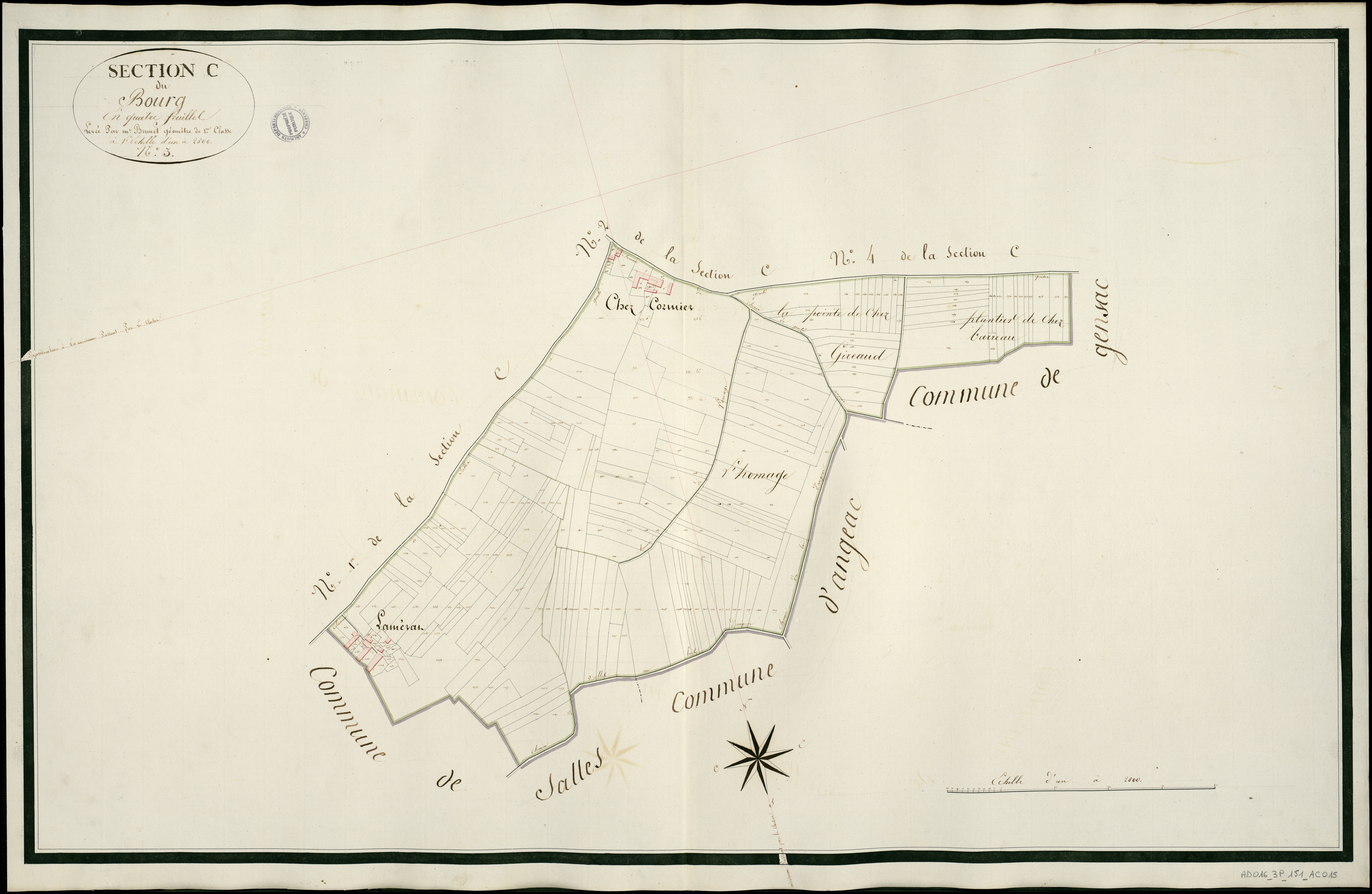Genté - 3 P 151/AC15 - Section C dite du Bourg  | 1815