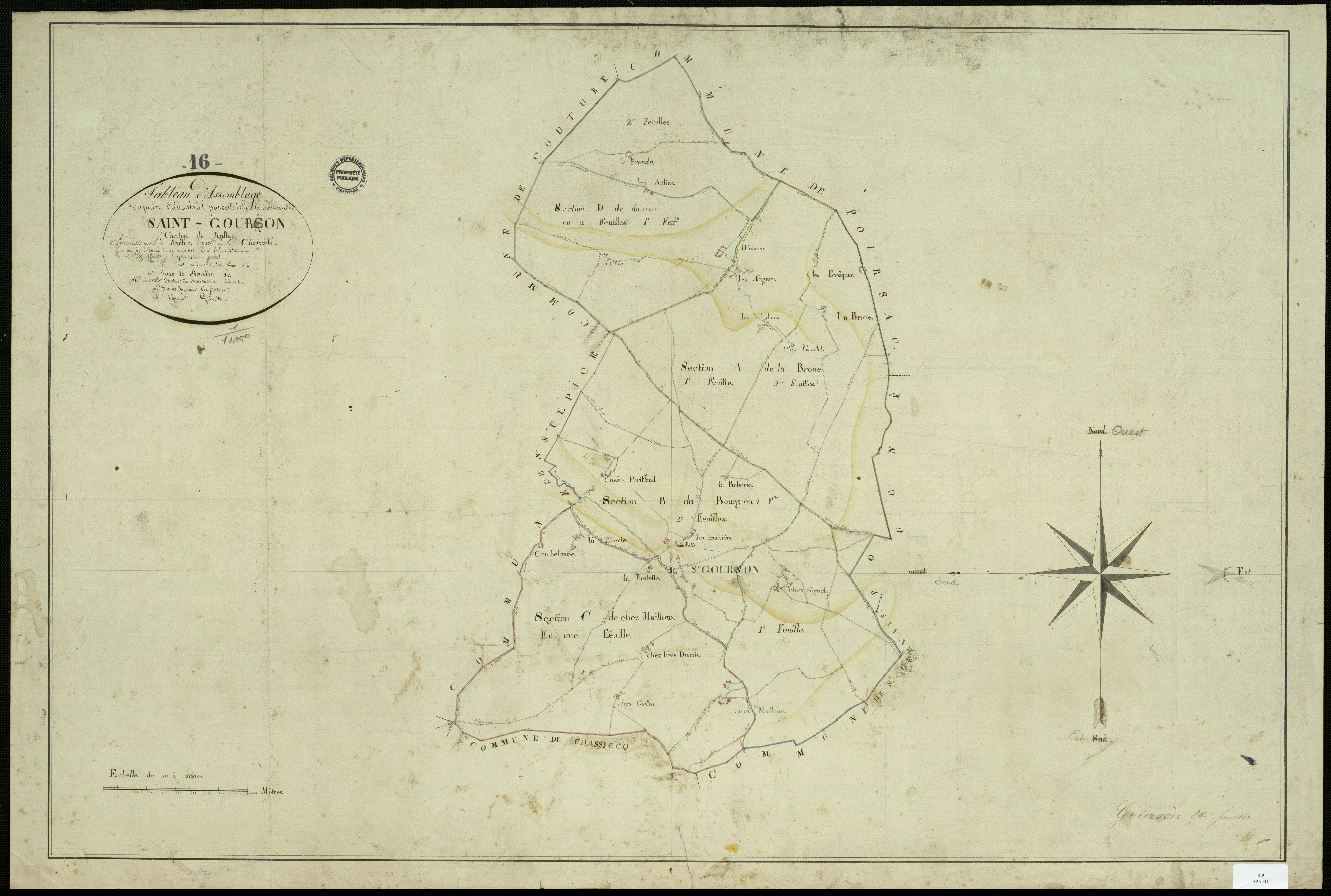 Gours - 3 P 325/1 - Tableau d'assemblage.  | 1818