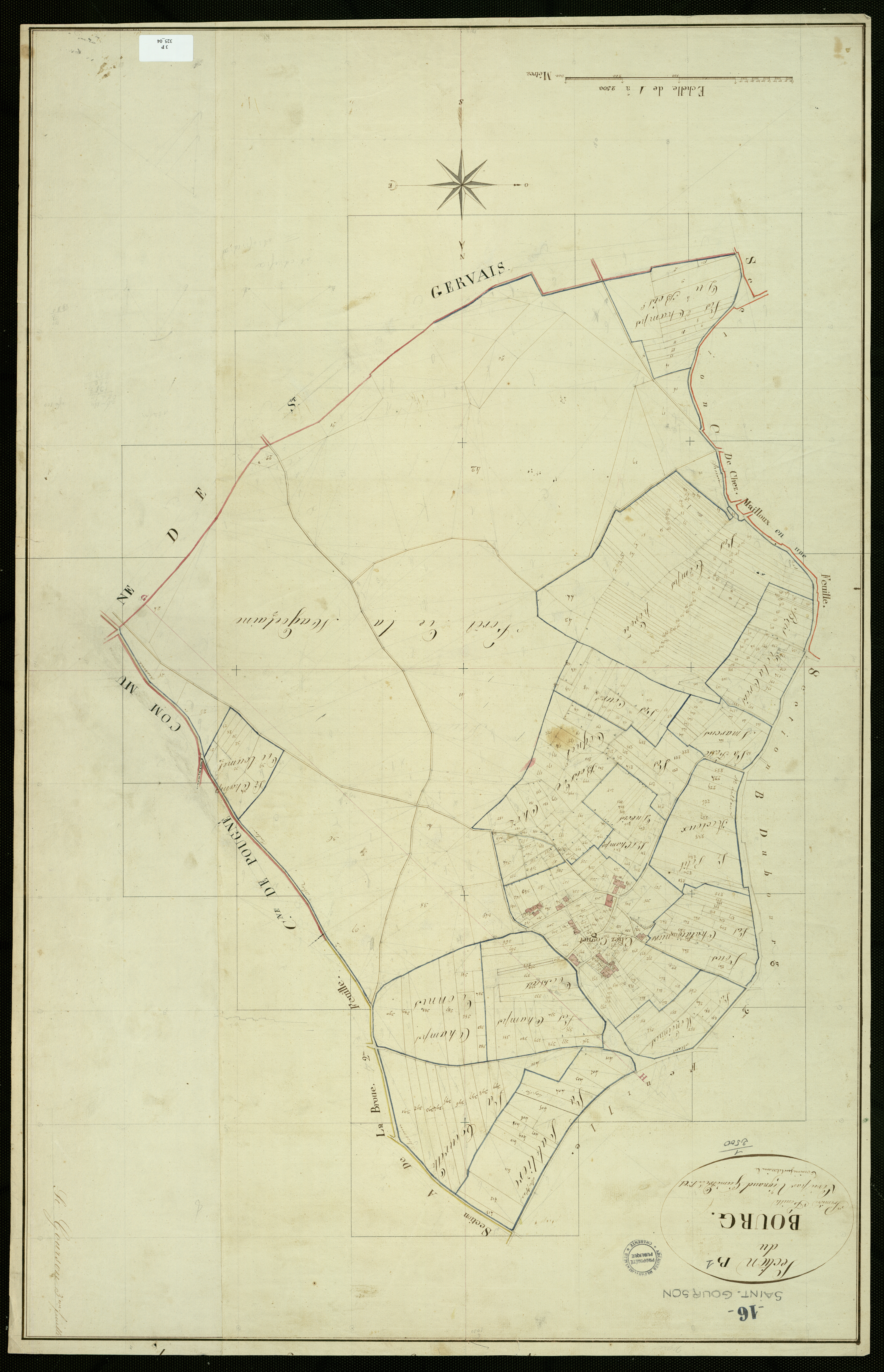 Gours - 3 P 325/4 - Section B dite du Bourg. Feuille 1.  | 1818