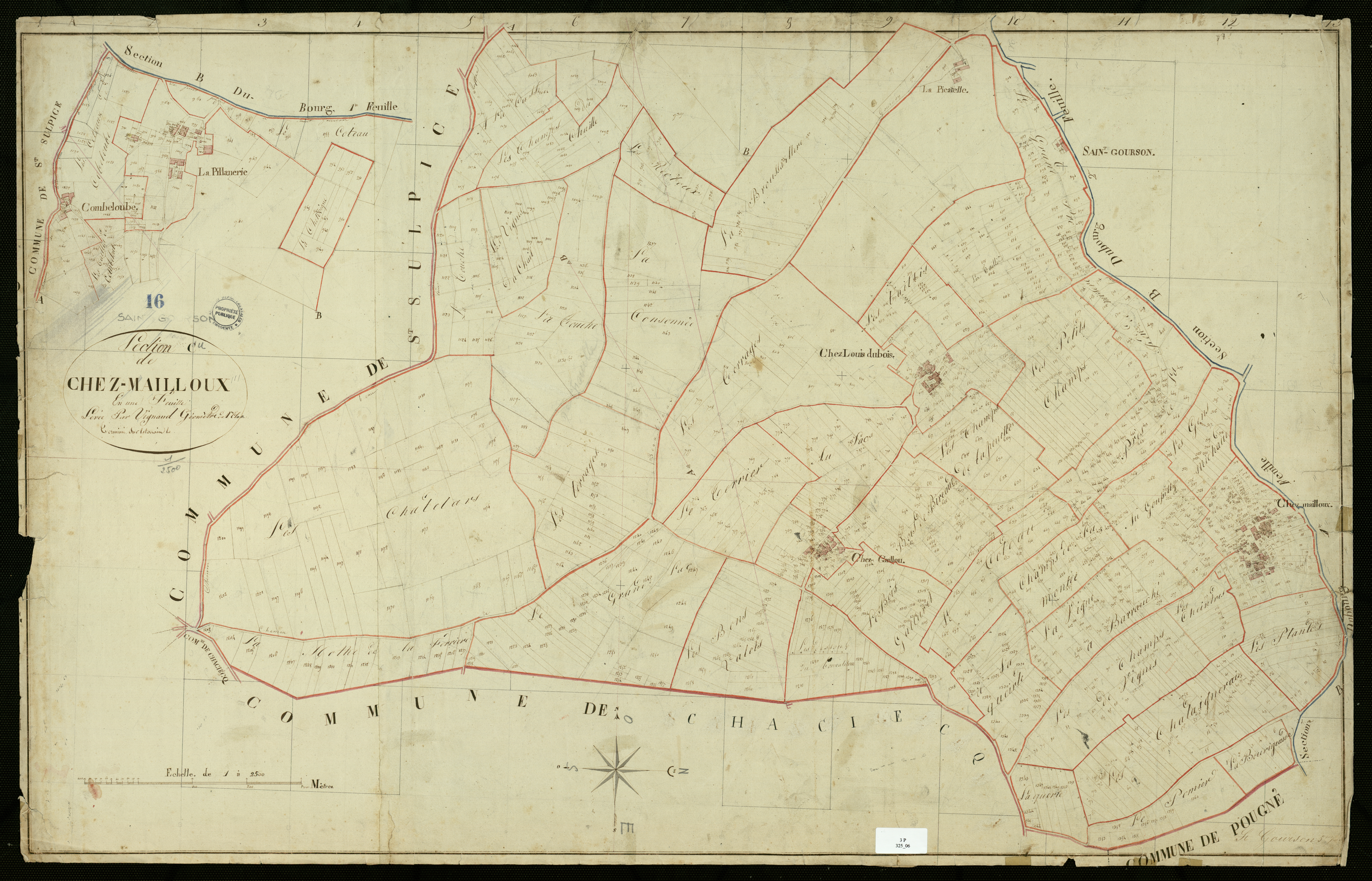 Gours - 3 P 325/6 - Section C dite de Chez-Mailloux. Feuille 1.  | 1818