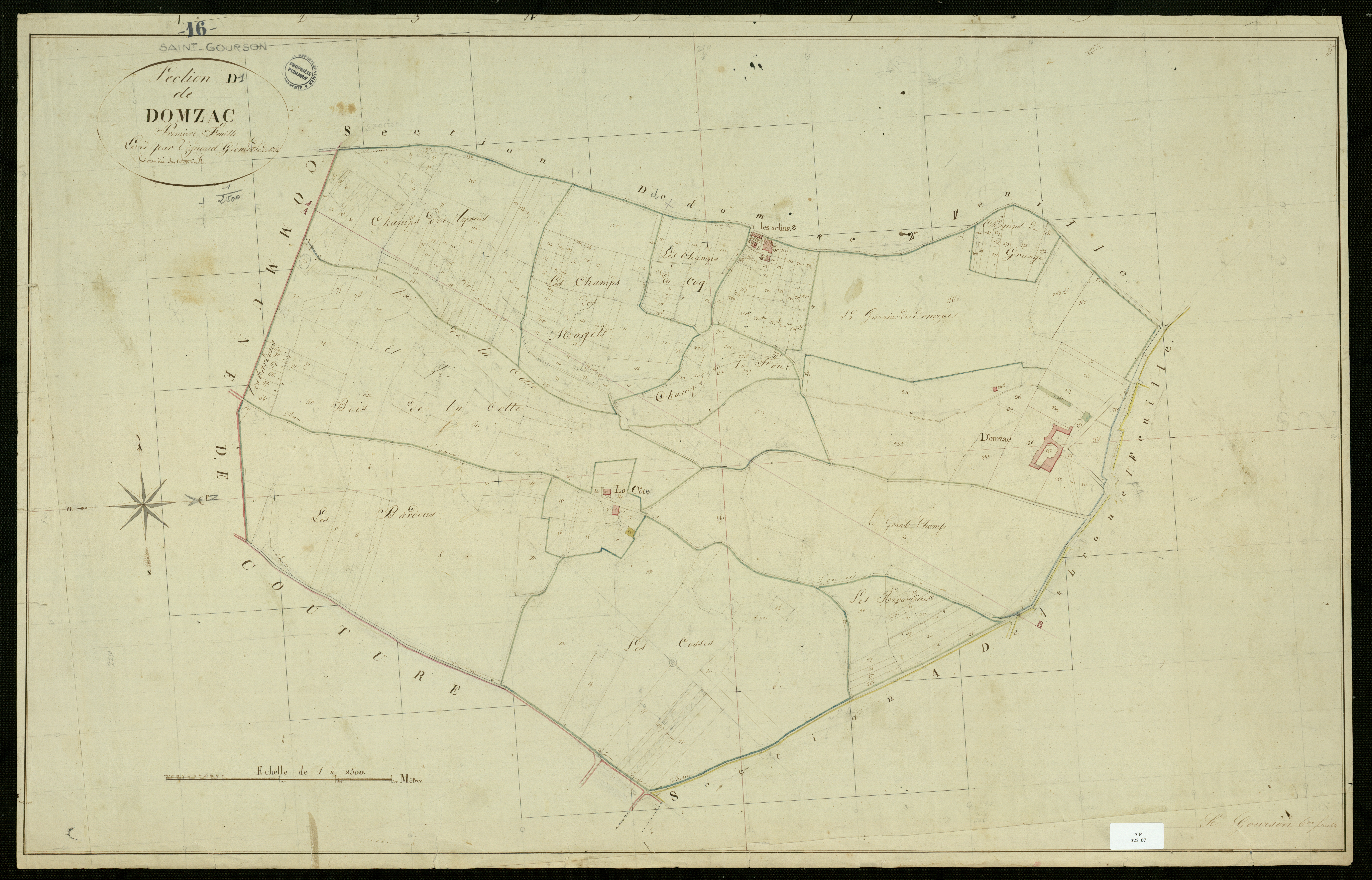 Gours - 3 P 325/7 - Section D dite de Domzac. Feuille 1.  | 1818