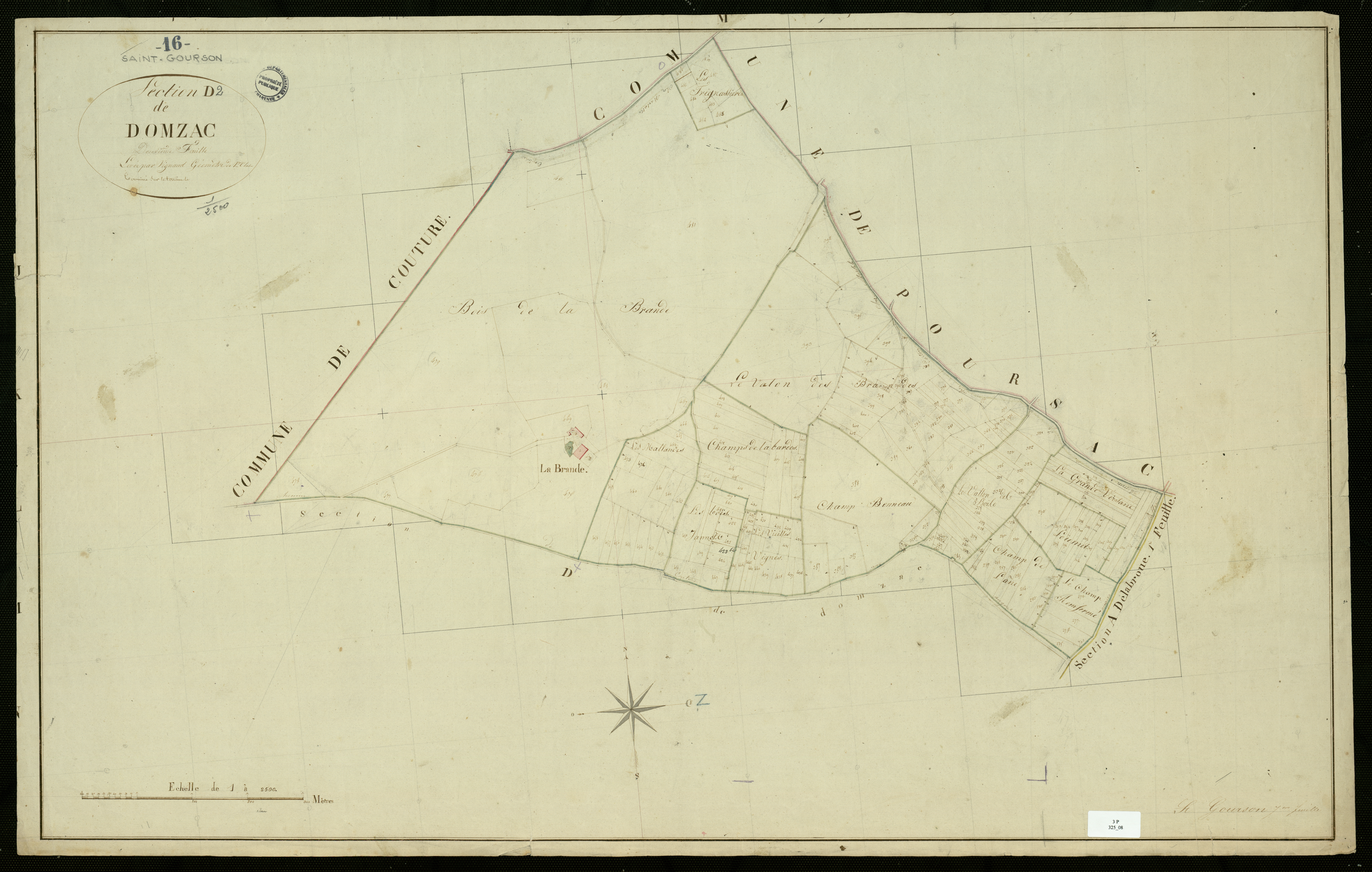 Gours - 3 P 325/8 - Section D dite de Domzac. Feuille 2.  | 1818