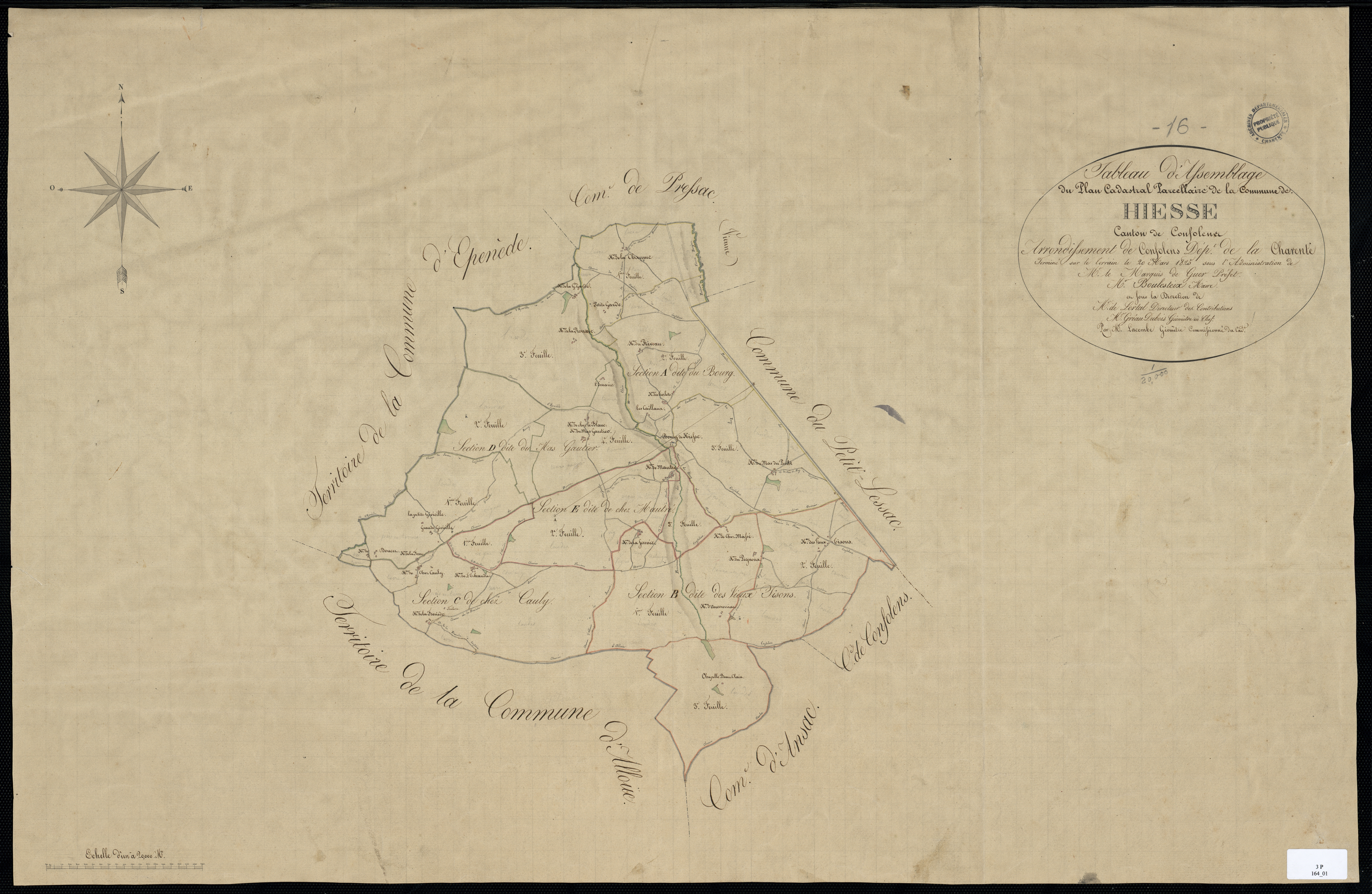 Hiesse - 3 P 164/1 - Tableau d'assemblage.  | 1825