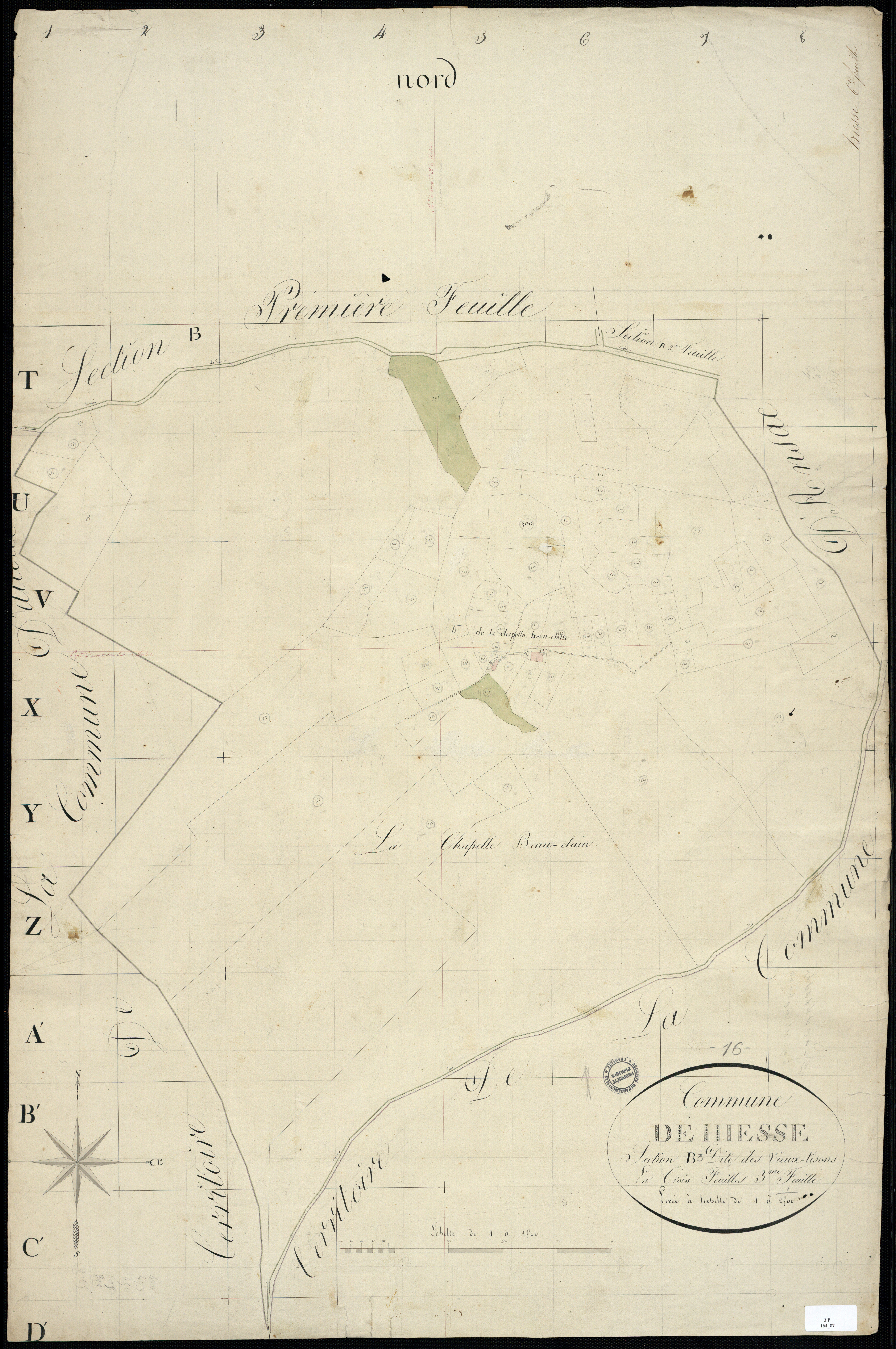 Hiesse - 3 P 164/7 - Section B dite des Vieux-Lisons. Feuille 3. | 1825