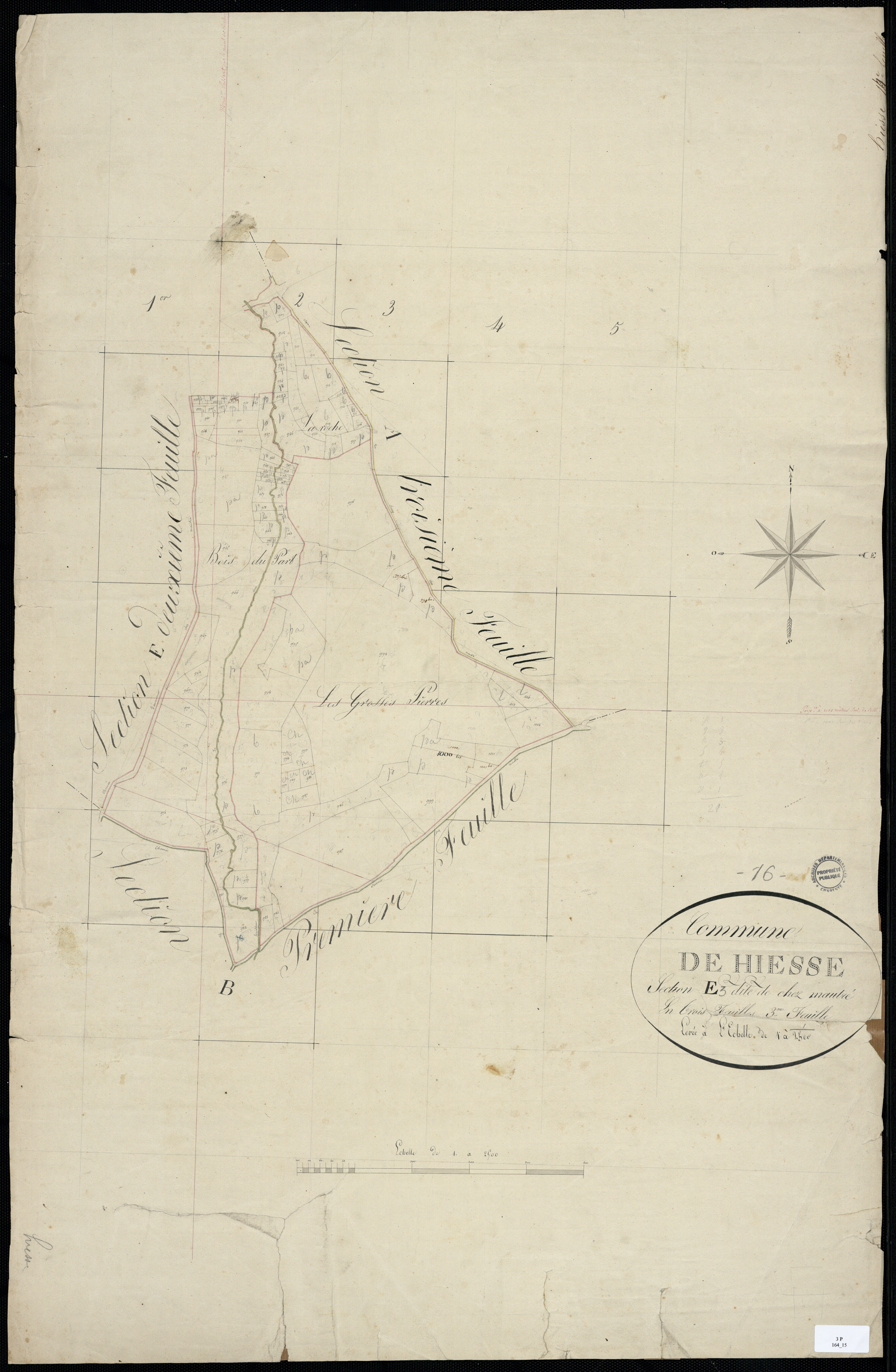 Hiesse - 3 P 164/15 - Section E dite de chez Mautré. Feuille 3. | 1825