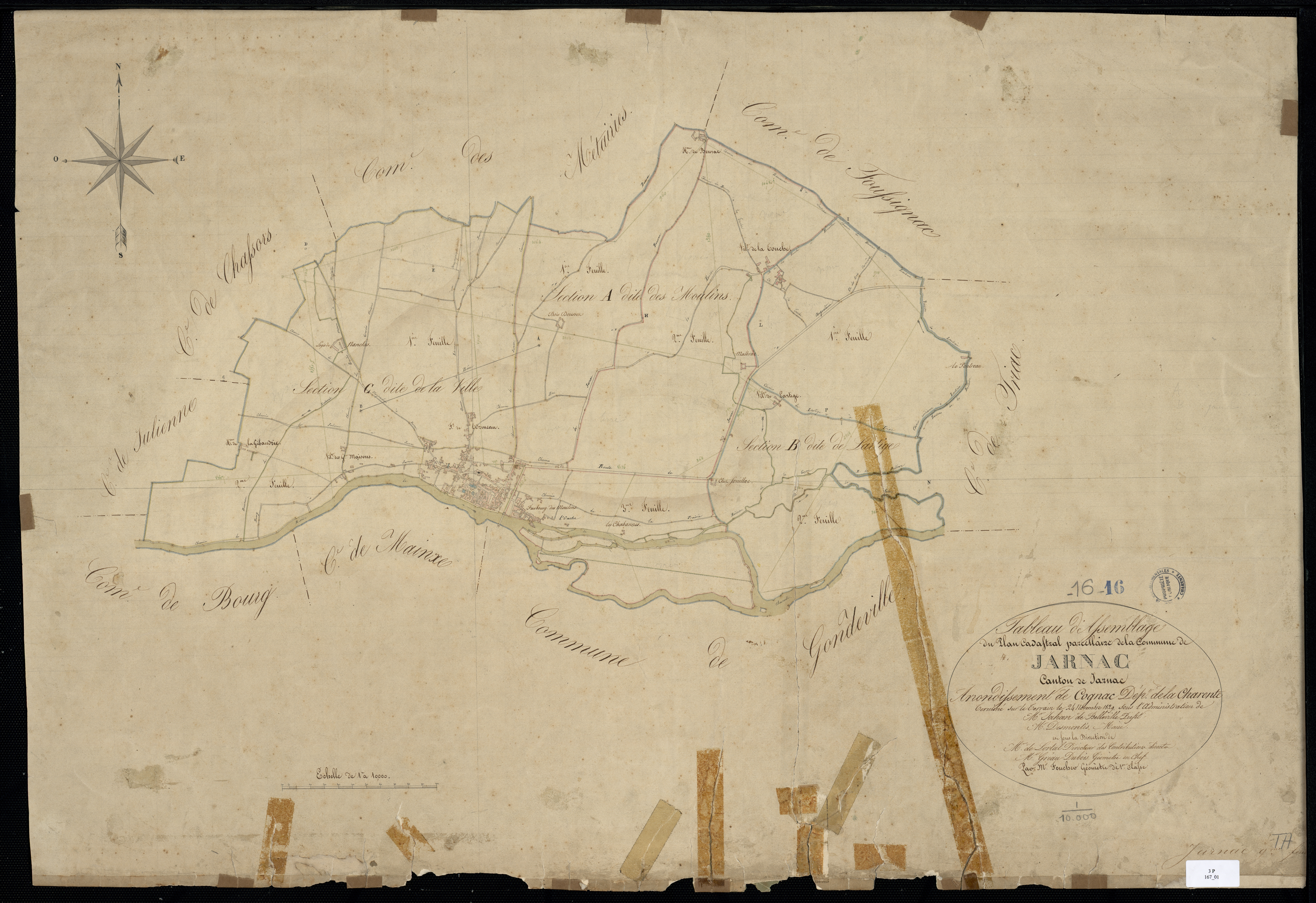 Jarnac - 3 P 167/1 - Tableau d'assemblage.  | 1829