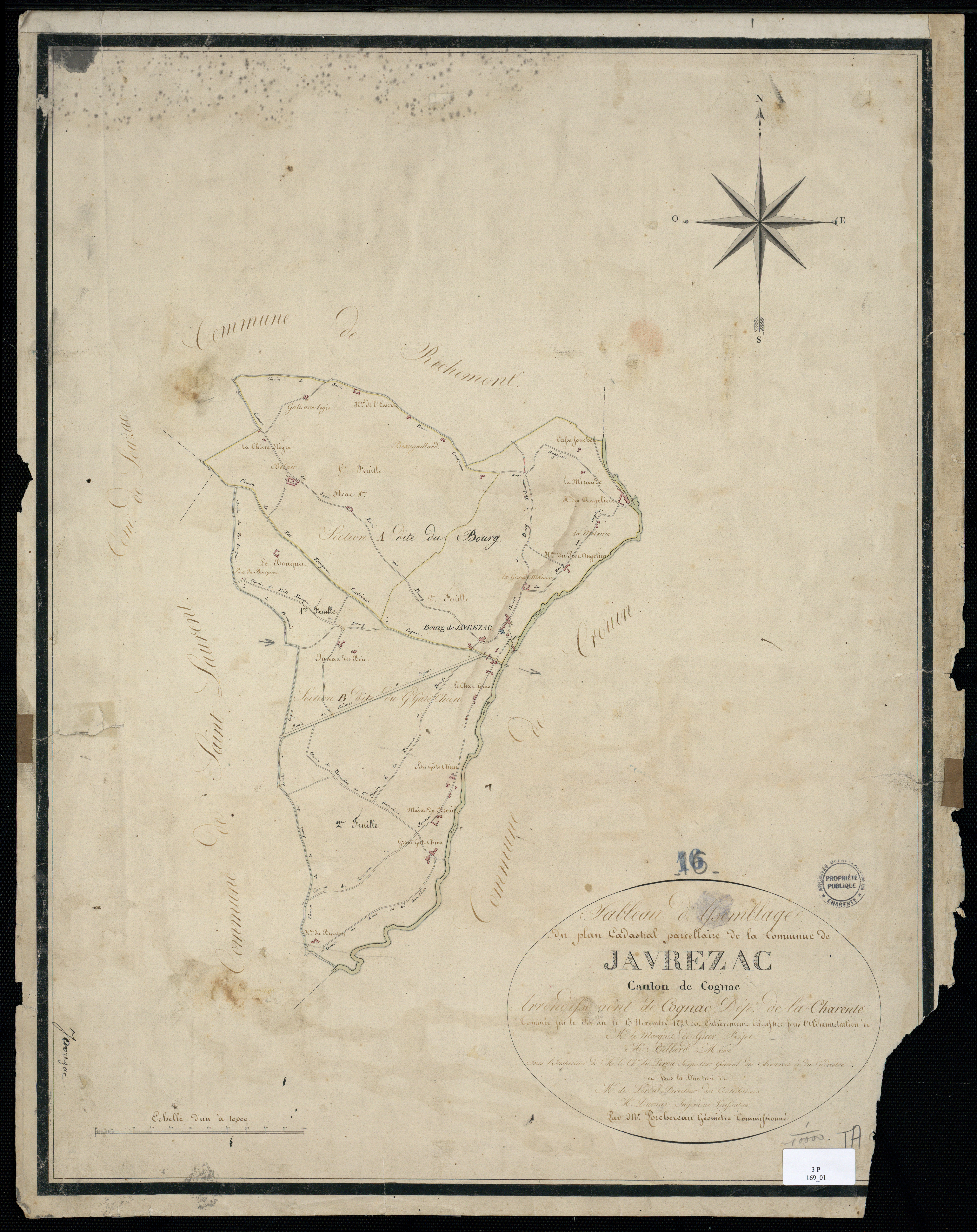 Javrezac - 3 P 169/1 - Tableau d'assemblage.  | 1822