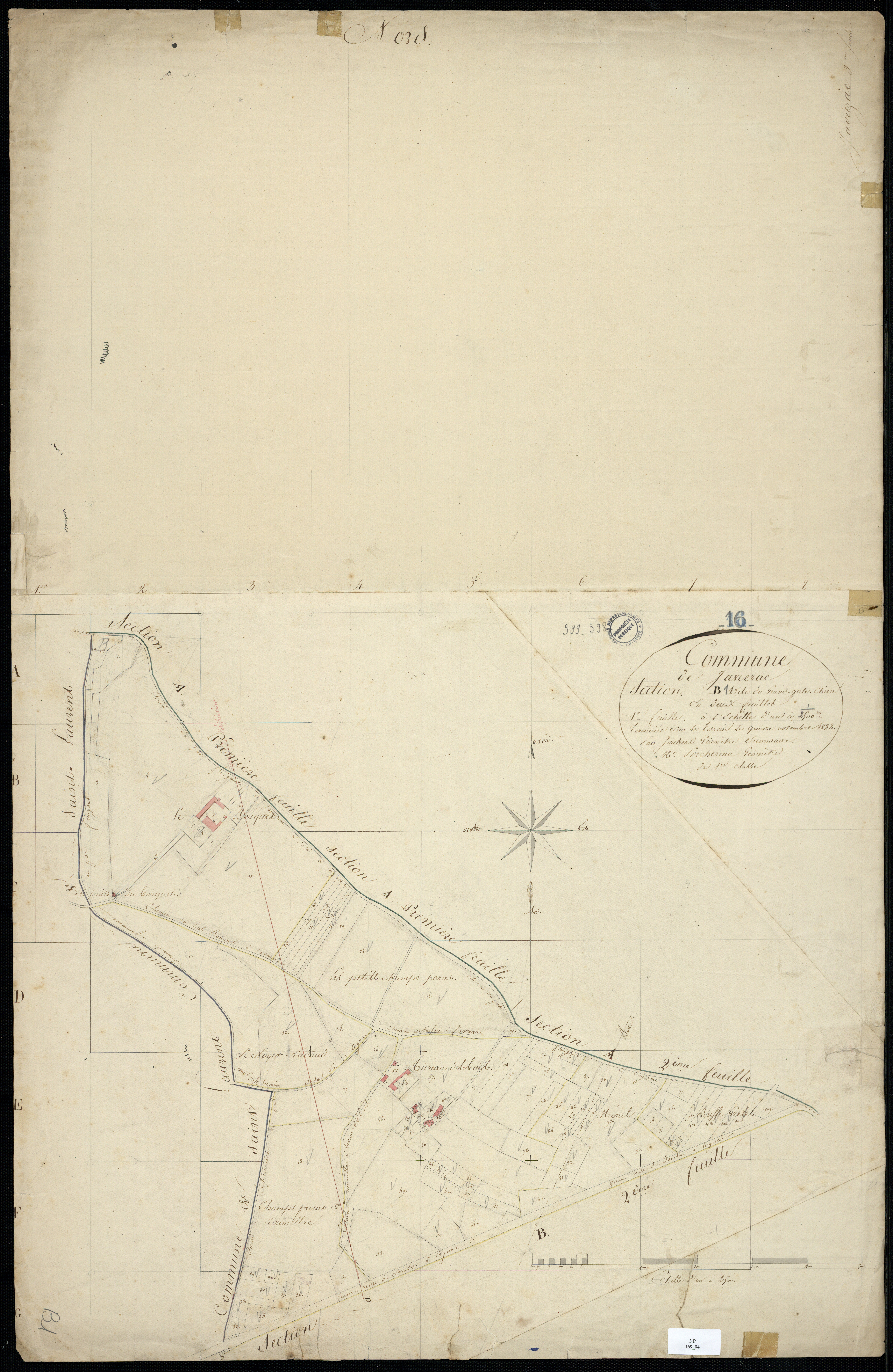 Javrezac - 3 P 169/4 - Section B dite du Grand Gate Chien. Feuille 1.  | 1822